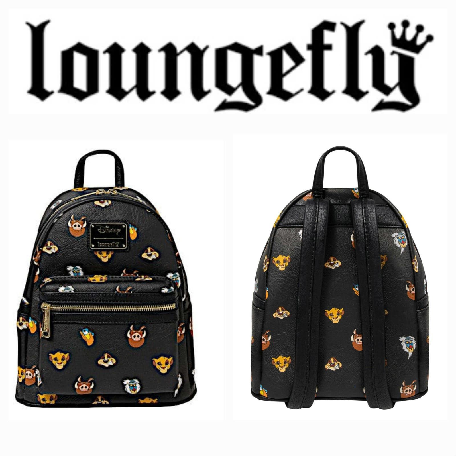 image of NWT Loungefly Disney Lion King Mini Faces Backpack Black, Women's