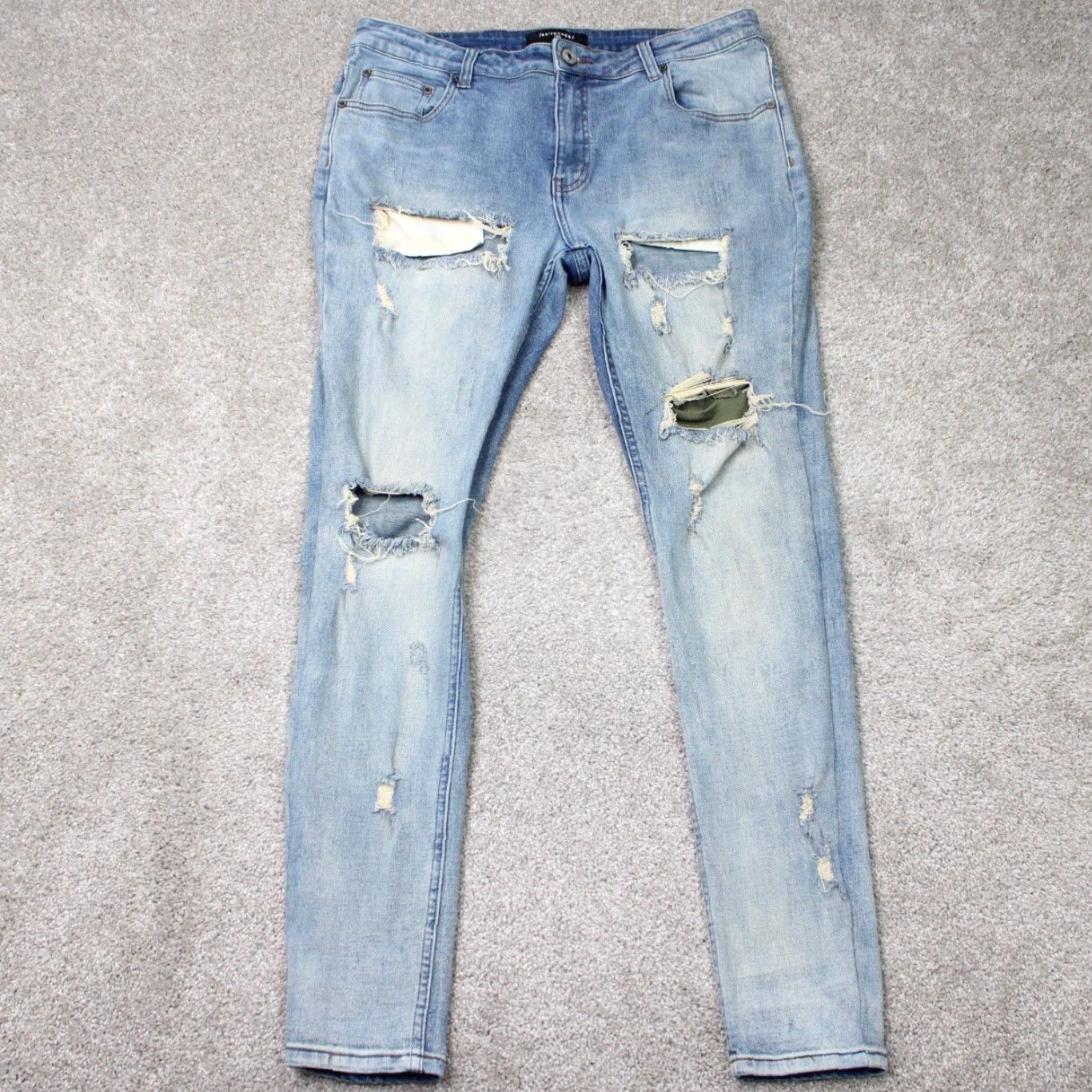 Denime Serenede Jeans Mens 36 Stretch Denim Acid Wash Blue Distressed Slim Regular Jeans Size US 36 / EU 52 - 2 Thumbnail