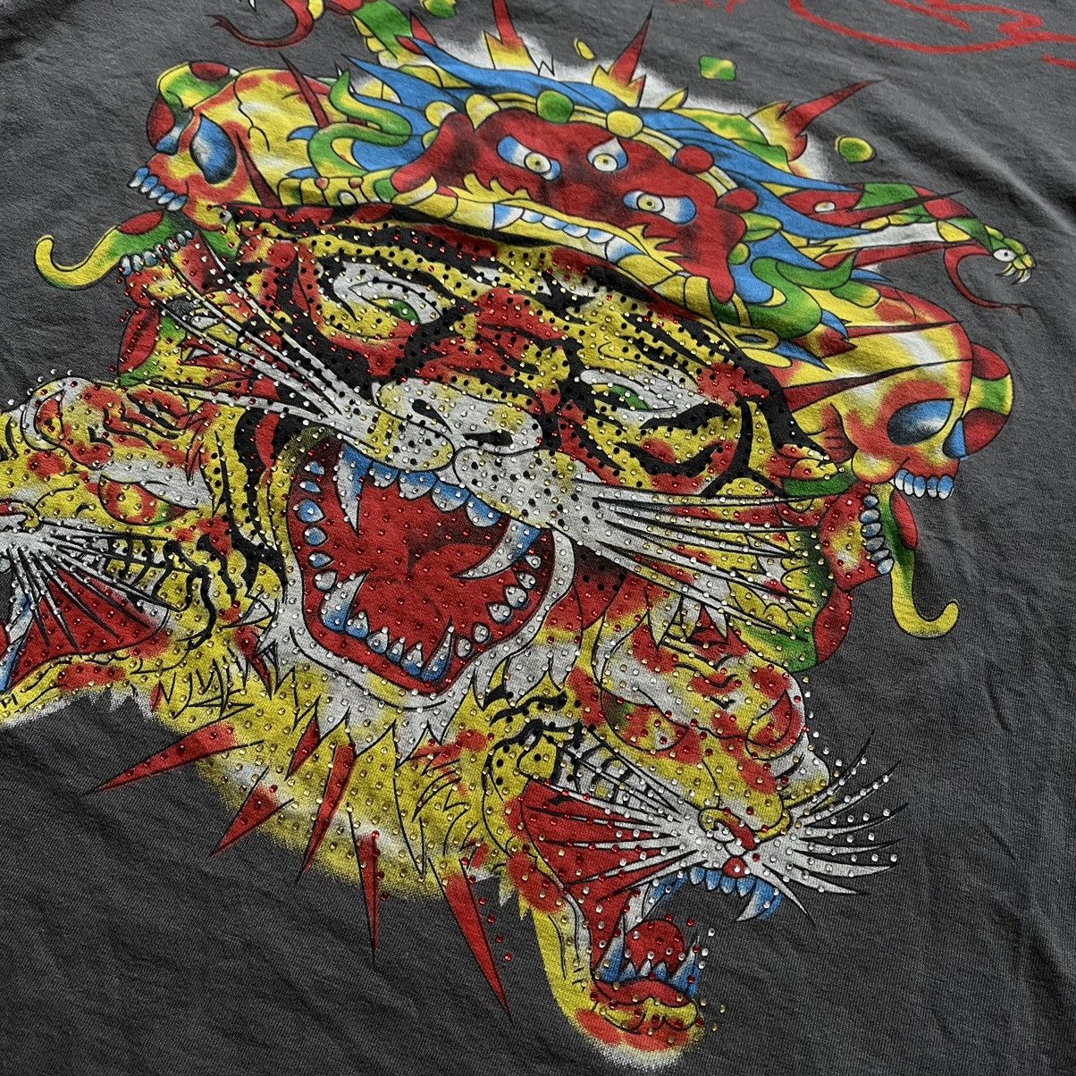 Christian Audigier × Ed Hardy Ed Hardy Two Side Big Logo Glitter Tiger T Shirt Y2K Tee Size US L / EU 52-54 / 3 - 2 Thumbnail