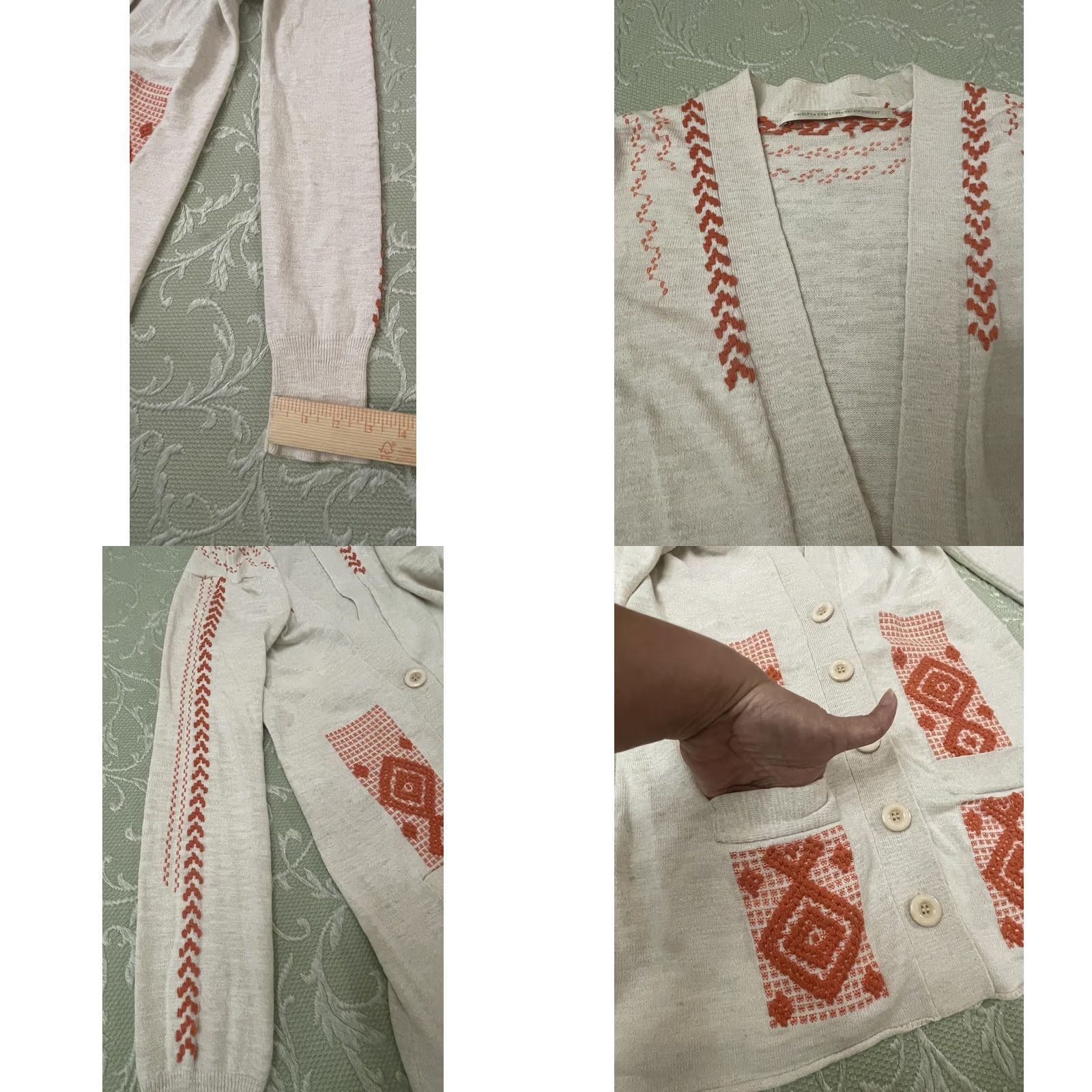Vintage Twelfth Street By Cynthia Vincent Sweater Womens S White Embroidered Cardigan Size S / US 4 / IT 40 - 9 Thumbnail