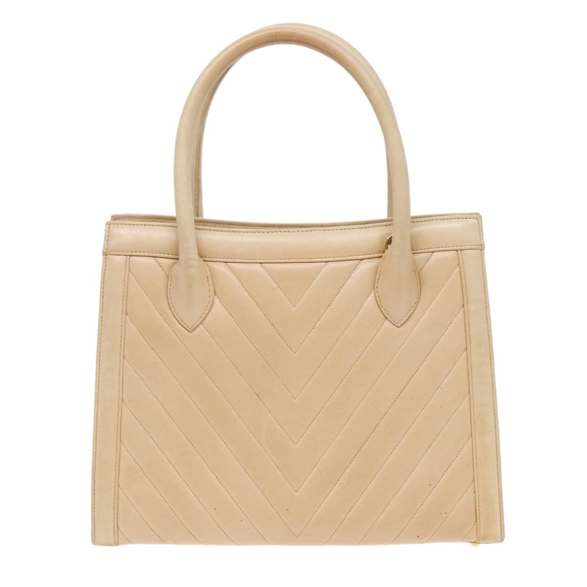 Chanel V-Stich Beige Leather Handbag (Pre-Owned) Size ONE SIZE - 1 Thumbnail