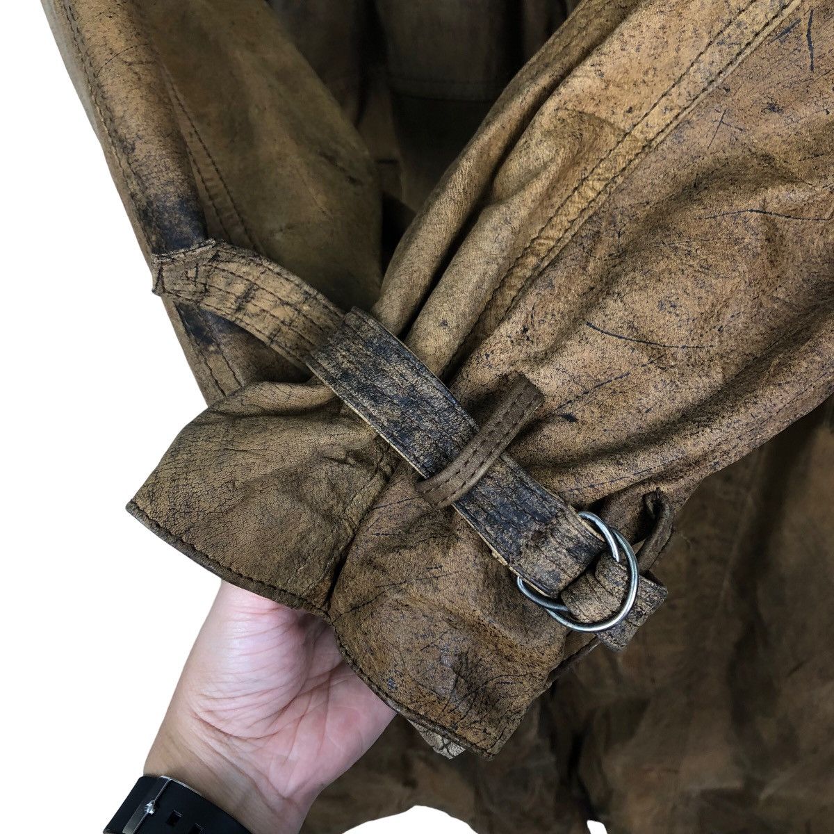 Japanese Brand 🔥RARE LEATHER LONG JACKET MKE SEVEN TOWN INSPIRE RICK OWENS Size US L / EU 52-54 / 3 - 11 Thumbnail