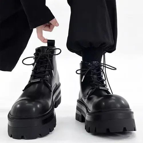 VIBE Black Thick Sole Big Head Derby Boots Size US 8 / EU 41 - 8 Thumbnail