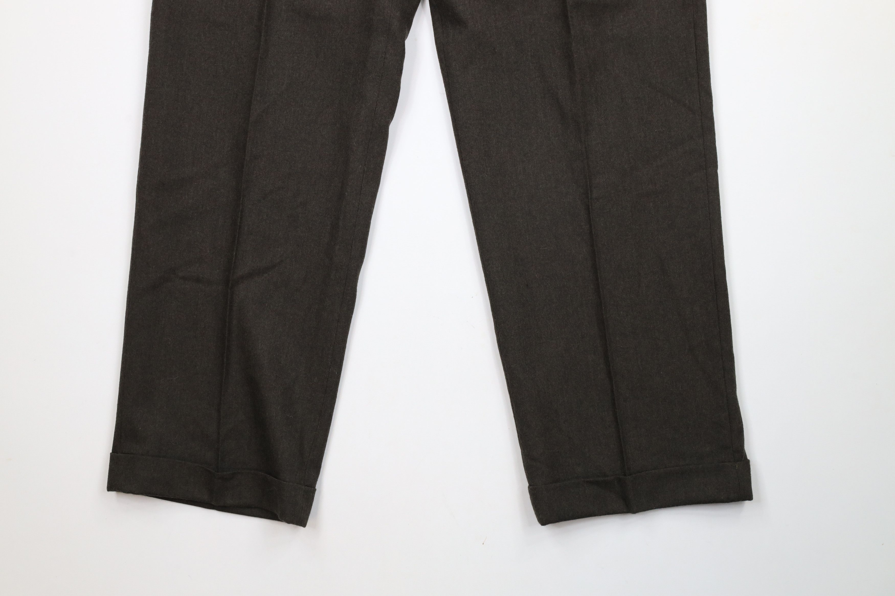 Vintage Vintage 90s Streetwear Wide Leg Wool Chino Pants Brown Size US 36 / EU 52 - 4 Thumbnail
