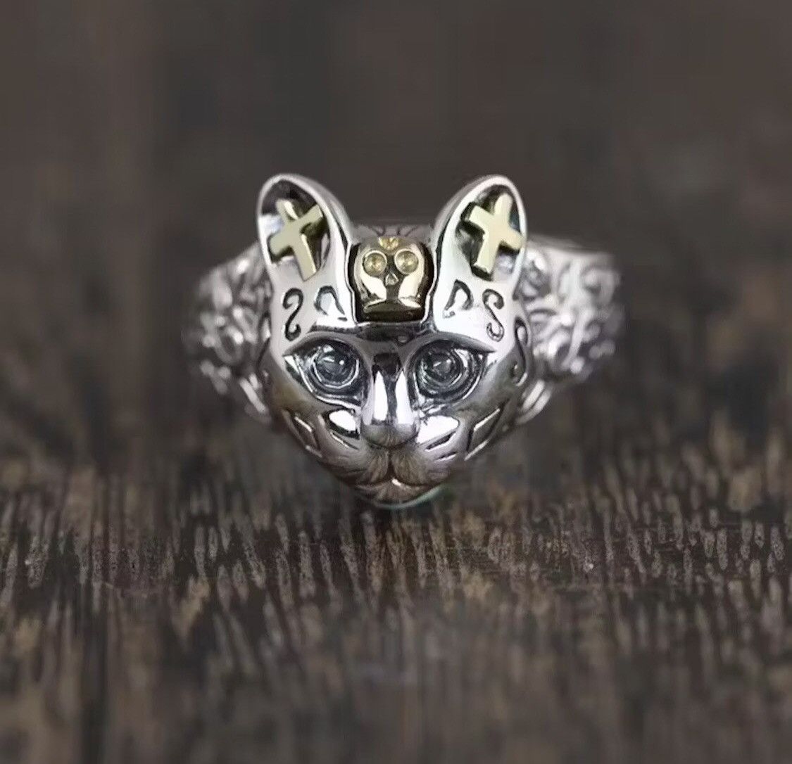 Jewelry Cat's Head Ring Size ONE SIZE - 4 Thumbnail