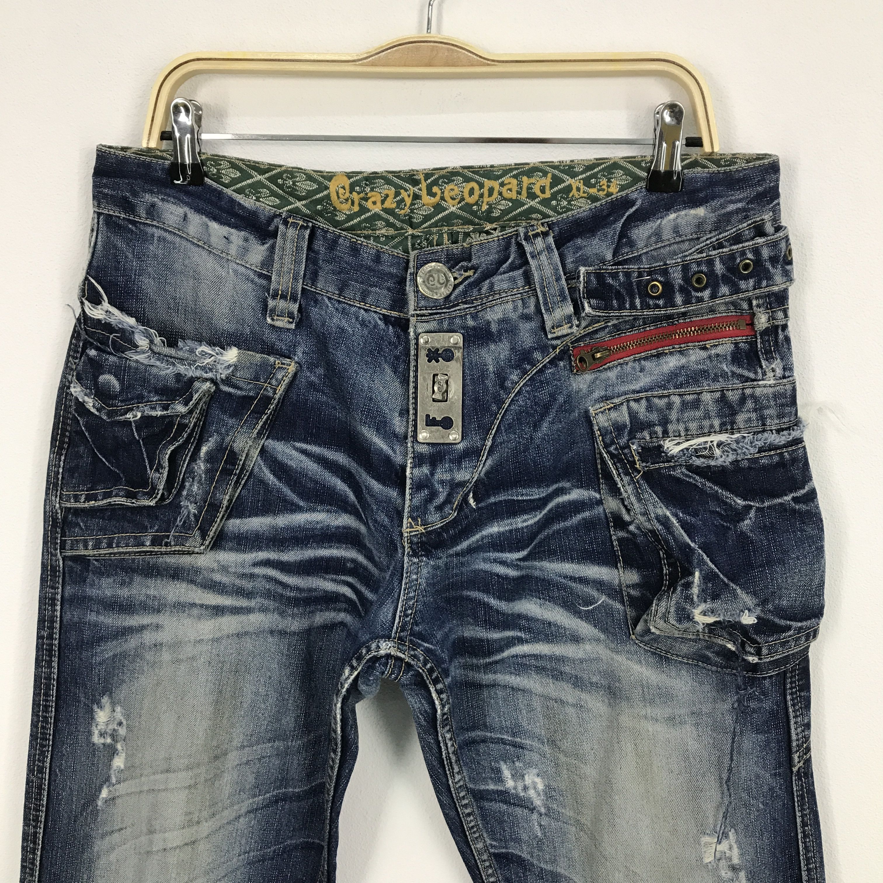 Japanese Brand Rare grazy beopard distressed pocket design pants Size US 34 / EU 50 - 2 Thumbnail