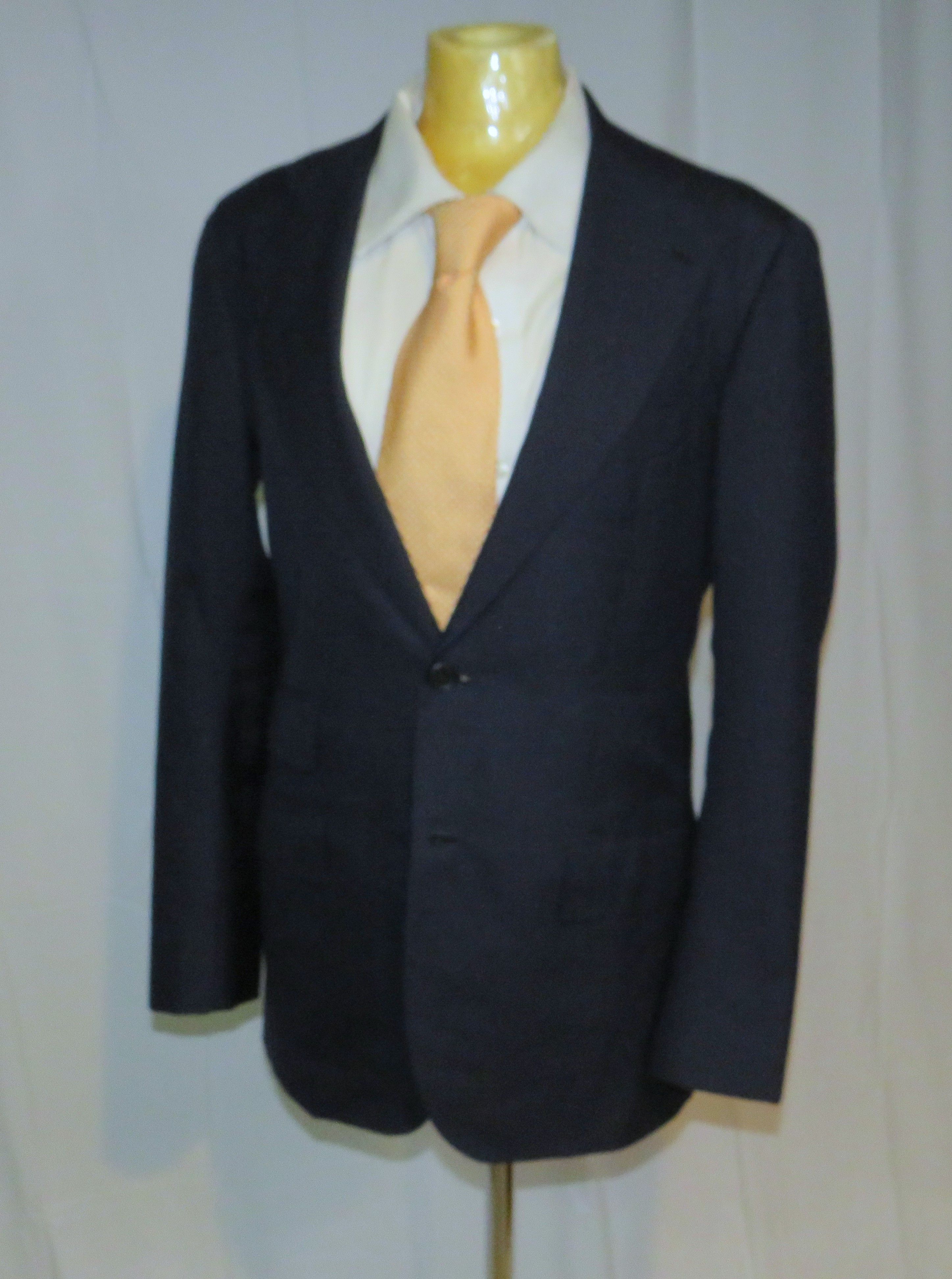 Orazio Luciano Bespoke Navy Barathea Hopsack Two Button Sport Coat 36 Size 36R - 6 Thumbnail