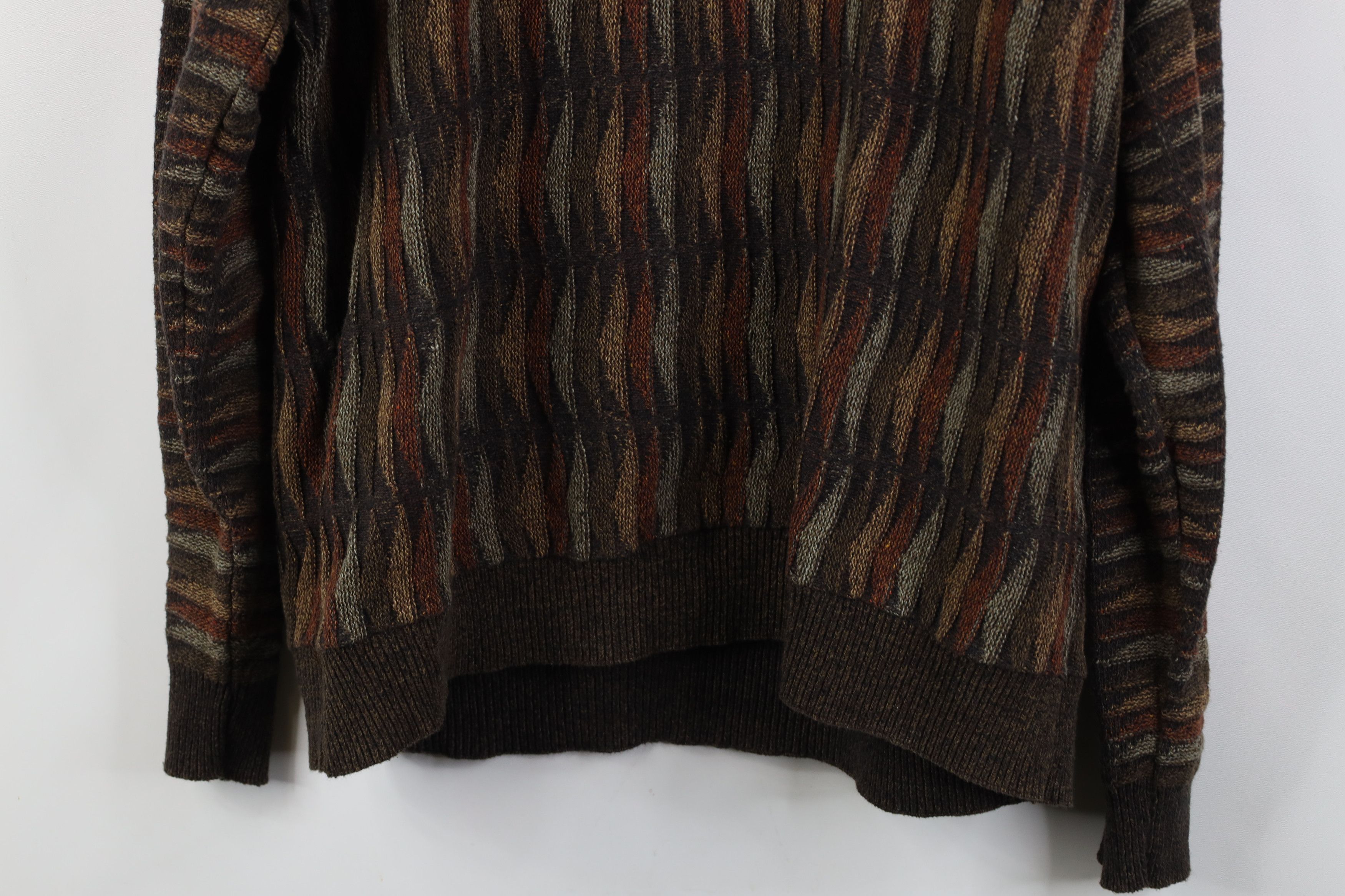 Vintage Vintage 90s Coogi Style Wavy Crewneck Sweater Earth Tone Size US XXL / EU 58 / 5 - 11 Thumbnail