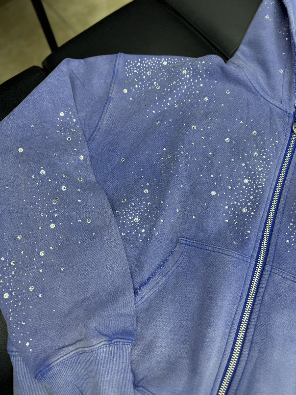 Vale Valley Hoodie Stone Zip Up Blue Crystals Size Large (NEW) Size US L / EU 52-54 / 3 - 6 Thumbnail