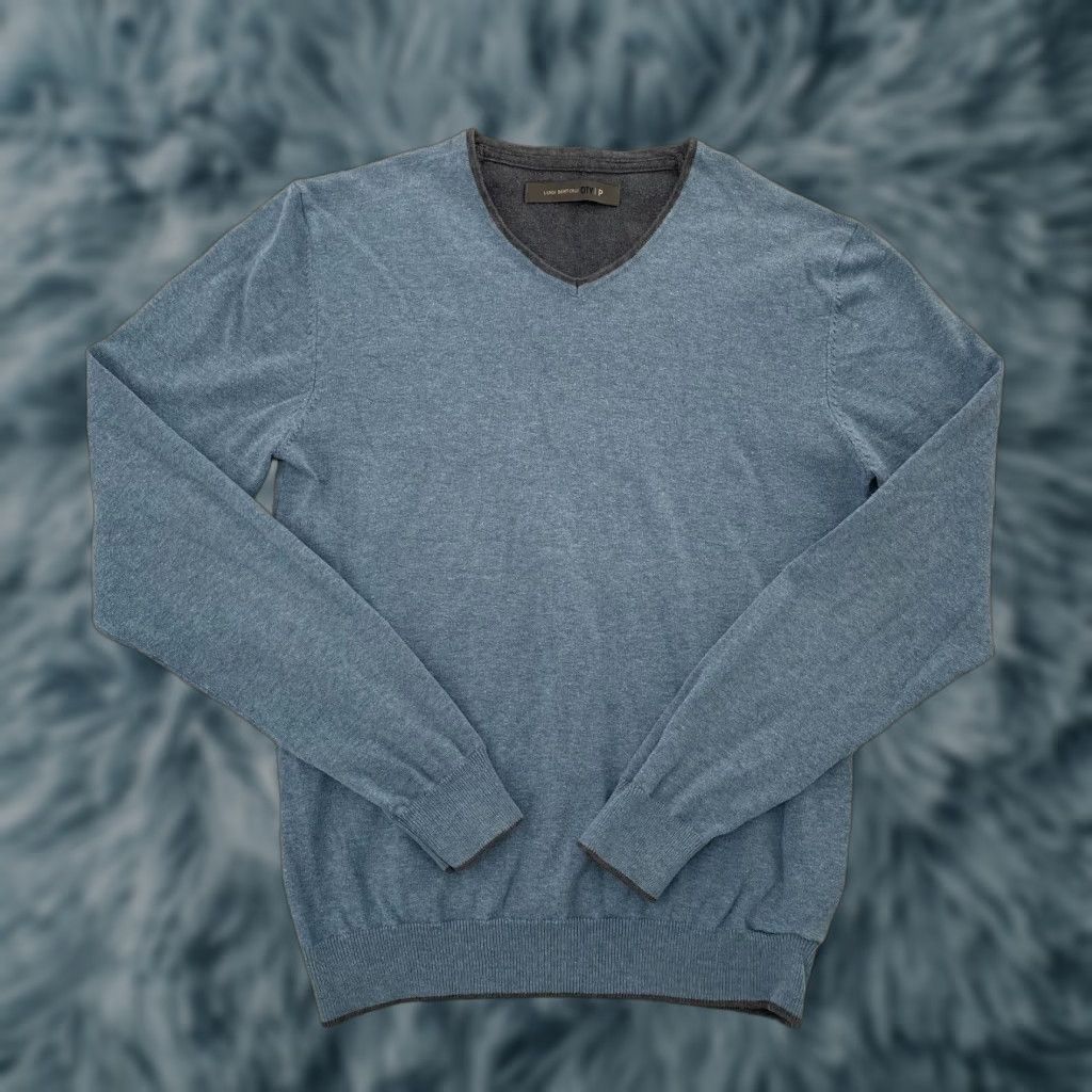 Vintage VINTAGE Luigi Borrelli Sweater Pullover Knit Adult Small Blue City V-Neck Mens Size US S / EU 44-46 / 1 - 1 Thumbnail