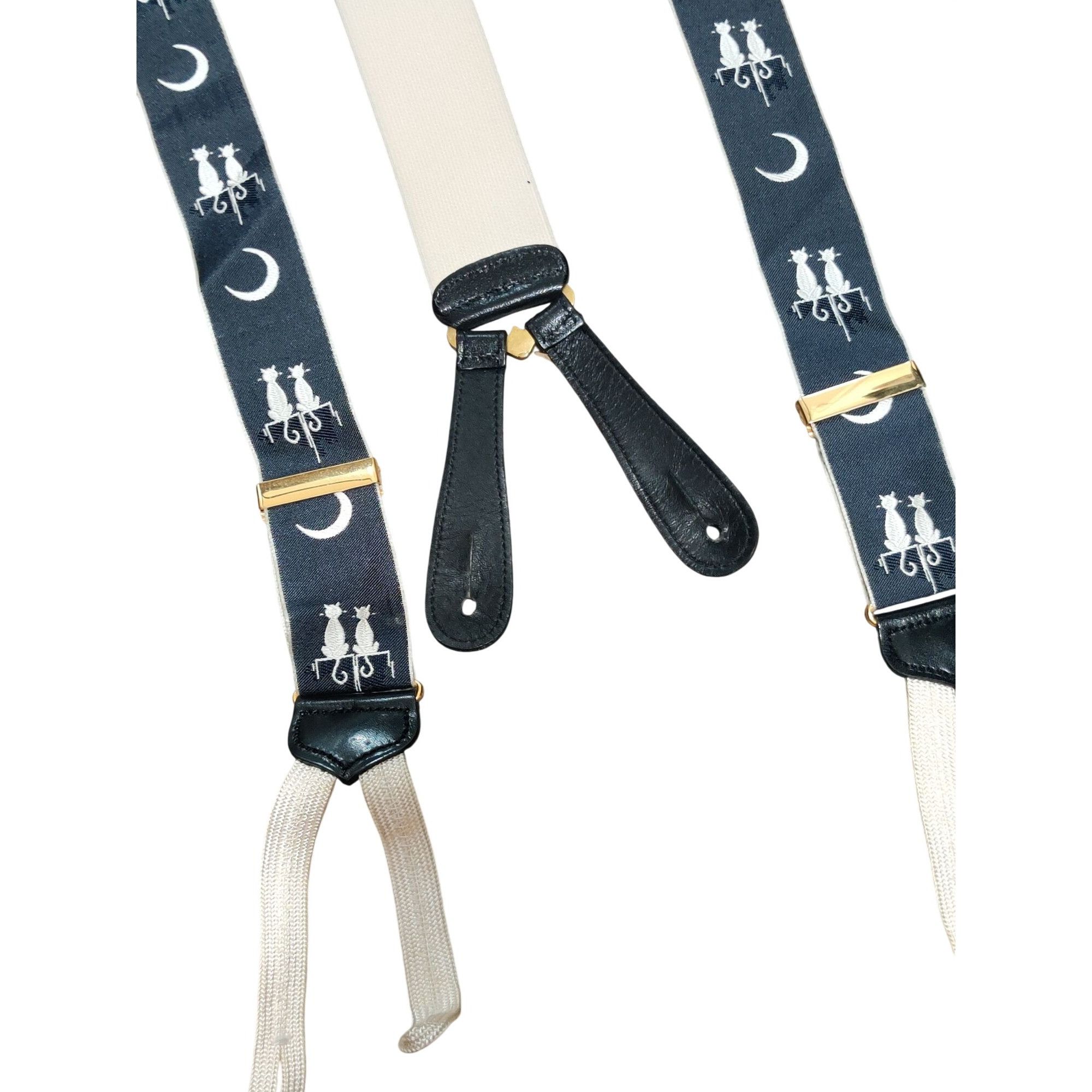 Vintage Trafalgar Calvin Curtis Serenade Silk Suspenders Cat