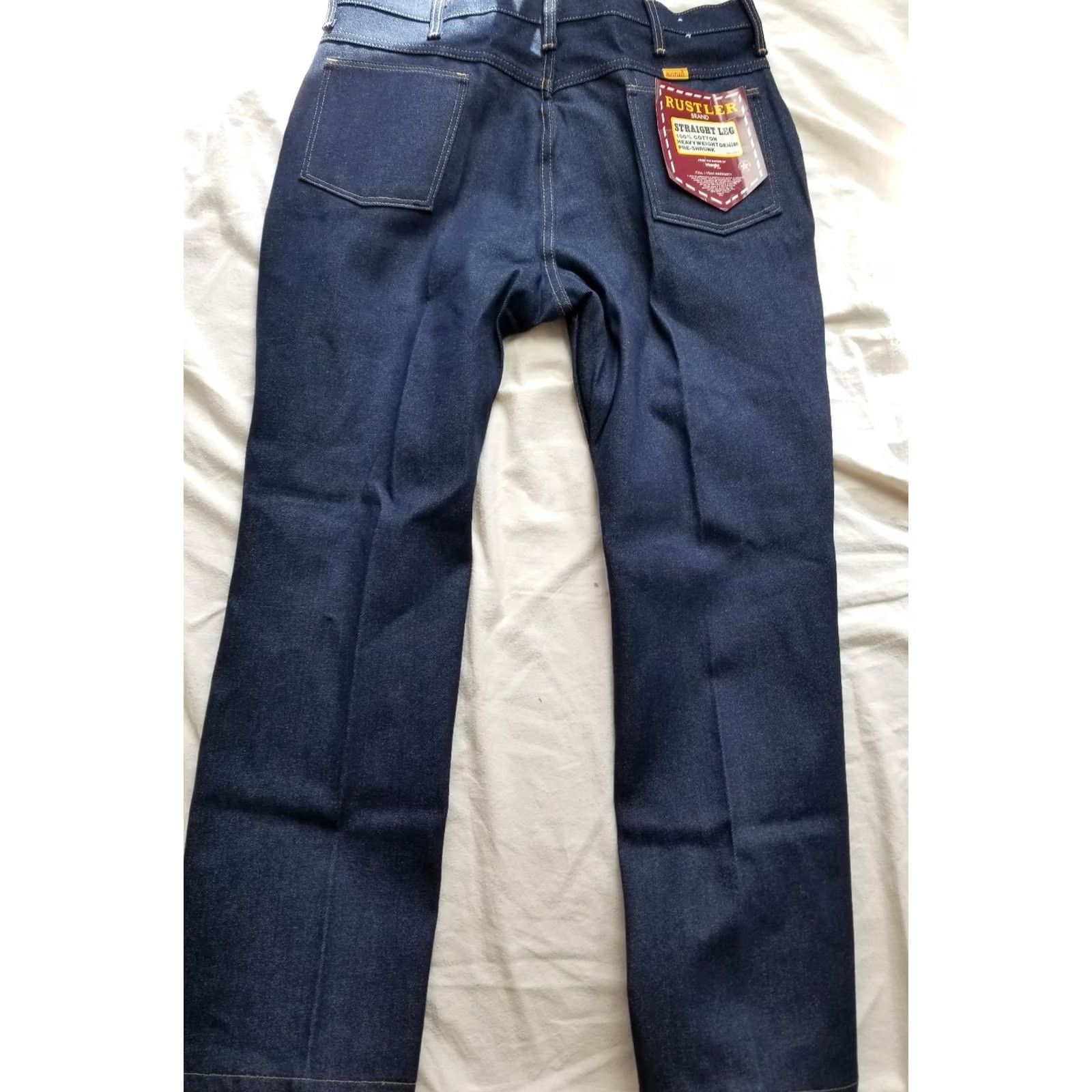 Vintage VINTAGE Rustler Jeans Mens W38 x L30 100% Cotton TALON ZIPPER USA Straight Leg Jeans Mens 38x30 Dark Wash USA Size US 38 / EU 54 - 4 Thumbnail