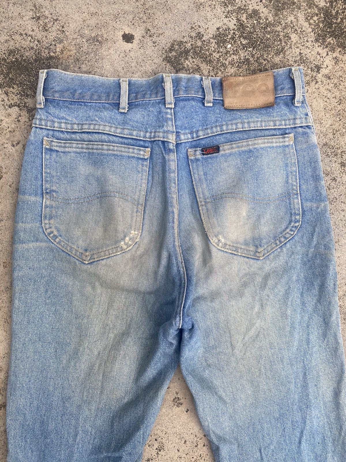 Lee × Vintage Flare Jeans Vintage 90s Lee Distressed Faded Blue Bootcut Size US 30 / EU 46 - 23 Thumbnail