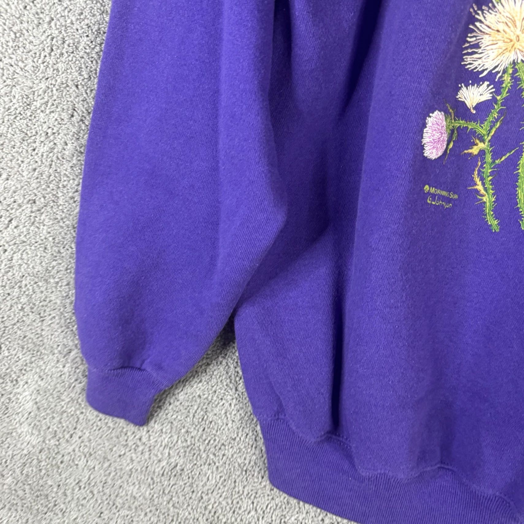 Vintage VINTAGE Morning Sun Womens Collared Fleece Shirt Purple Floral Bird Raglan Sleeve L Size L / US 10 / IT 46 - 2 Thumbnail
