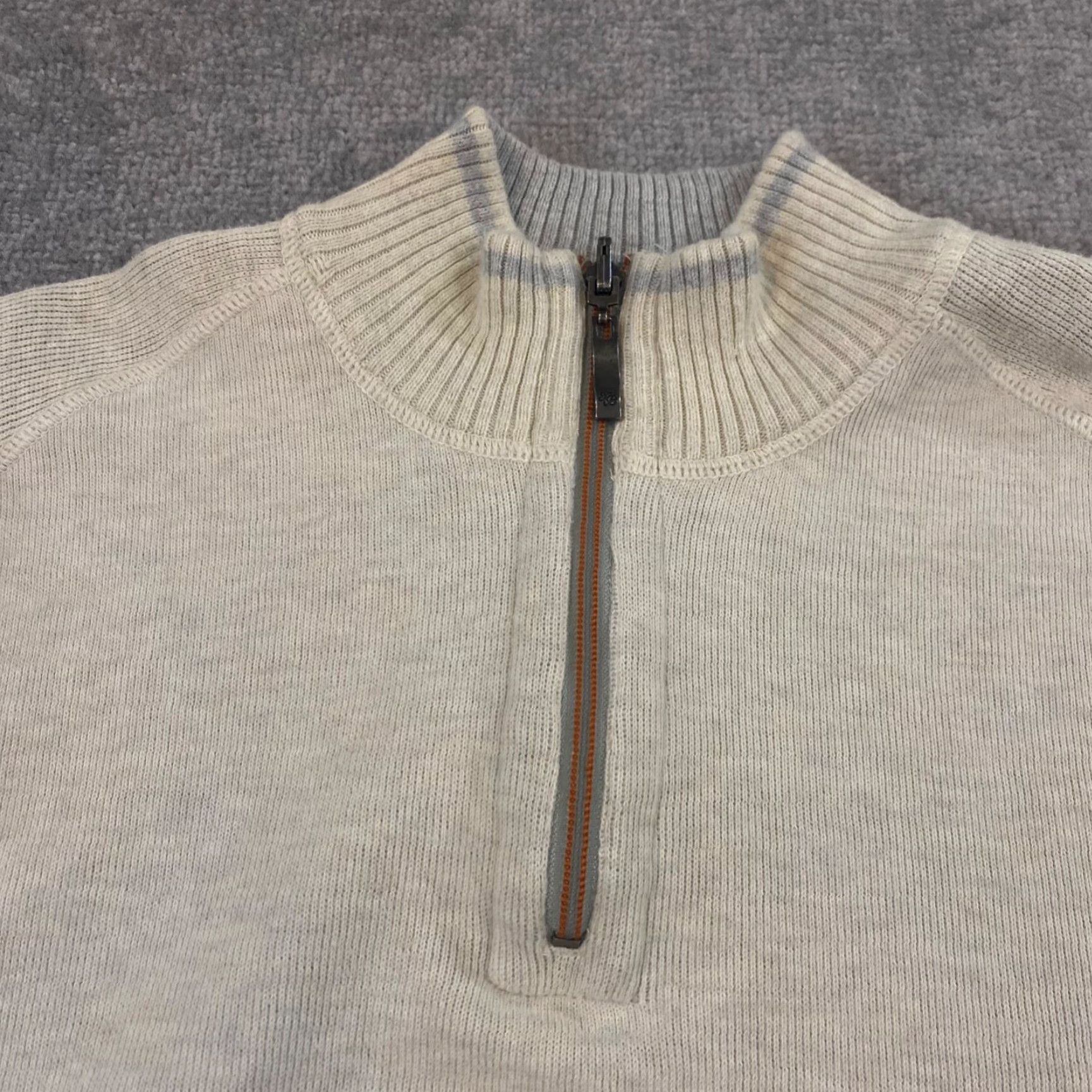 Tommy Bahama VINTAGE Tommy Bahama Sweater Mens M/L Cream Brown 1/4 Zip Pullover Swordfish Fish L/S Size US M / EU 48-50 / 2 - 4 Thumbnail