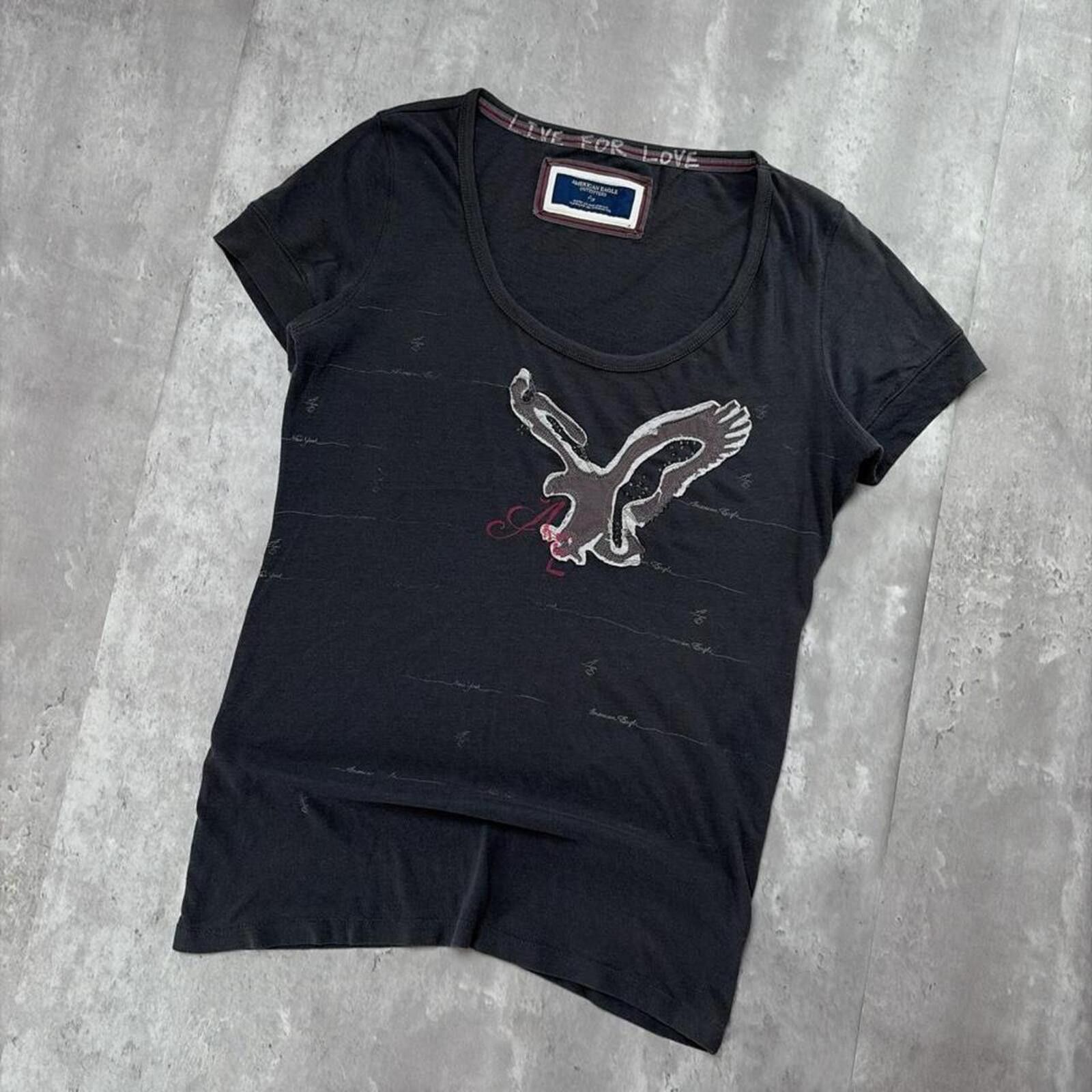 American Eagle Outfitters Y2K Grey American Eagle Grunge Gothic Skater T-Shirt Size L / US 10 / IT 46 - 2 Thumbnail