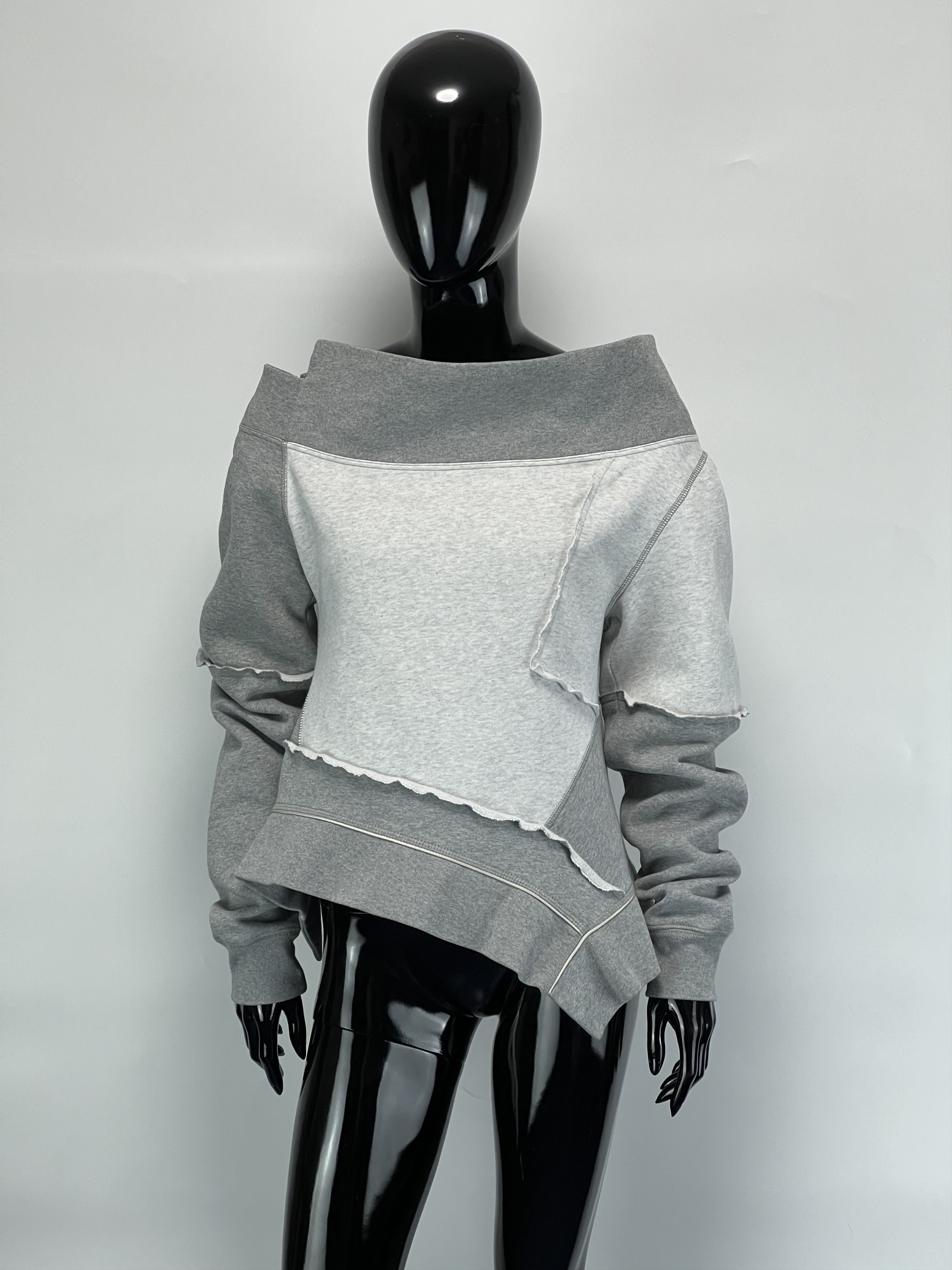 Burberry Burberry Women’s Gray Patchwork Off The Shoulder Jumper Size M / US 6-8 / IT 42-44 - 4 Thumbnail