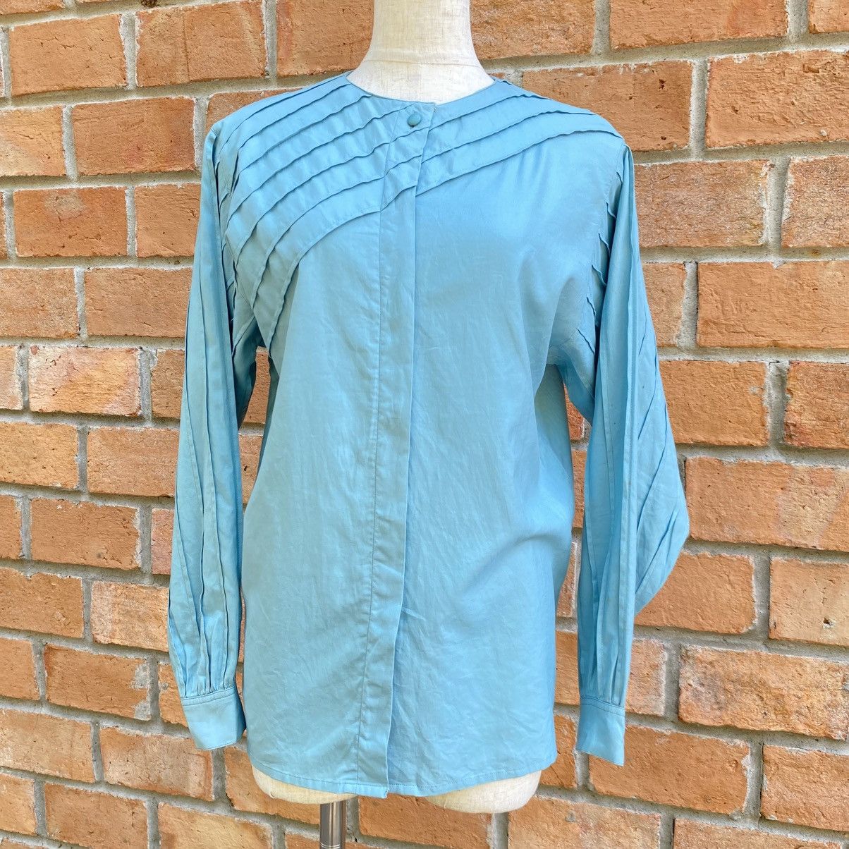Dior Christian Dior Light Blue Button Cuff Blouse Size M / US 6-8 / IT 42-44 - 21 Thumbnail