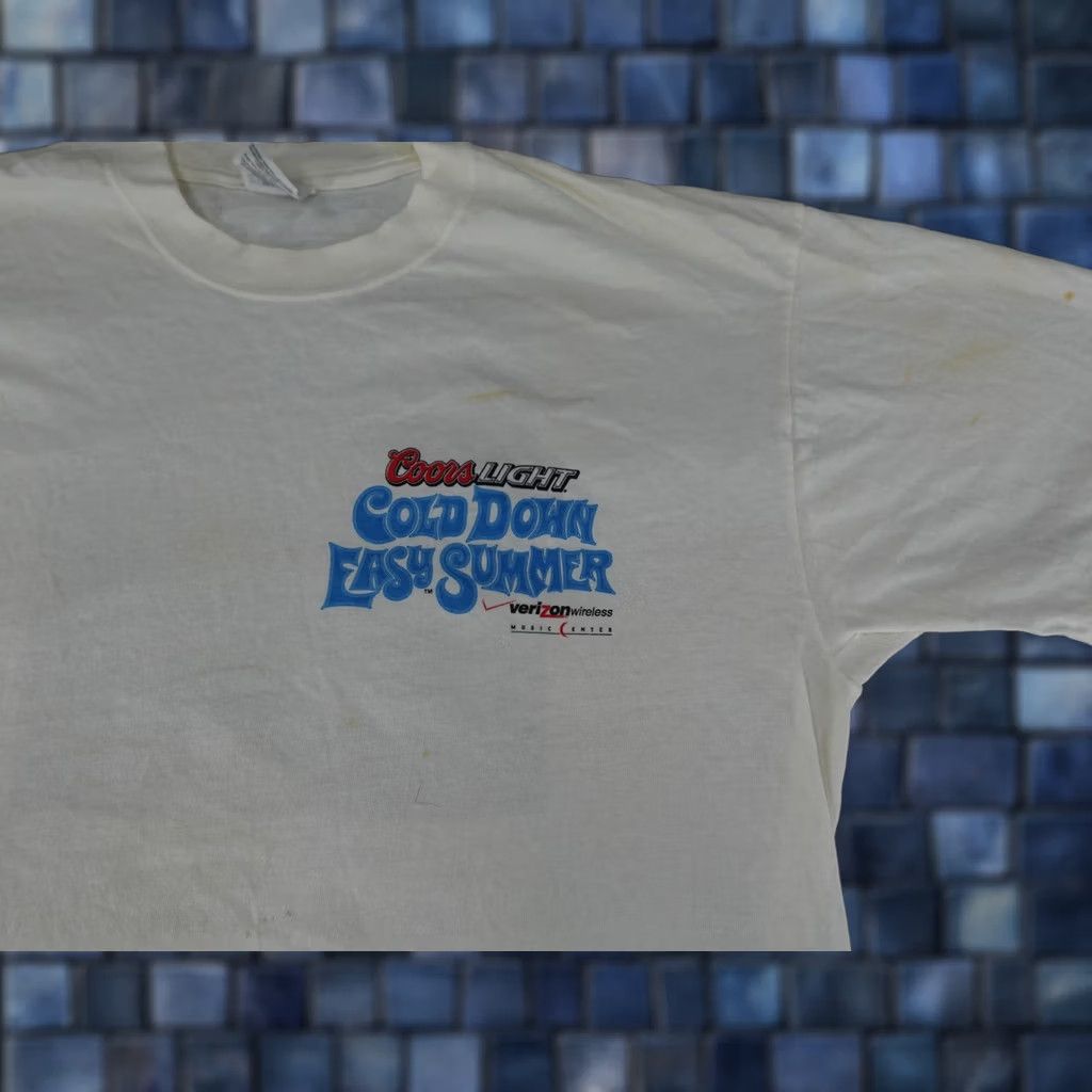 Jerzees VINTAGE Coors Light Shirt Mens XL White Crew Neck Short Sleeve Graphic Print 90s/Promo Beer Concert Mens Size US XL / EU 56 / 4 - 1 Thumbnail