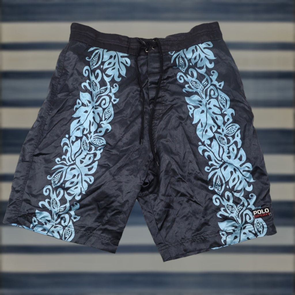 Polo Ralph Lauren VINTAGE Polo Sport Ralph Lauren Board Shorts Mens 34 Black Tropical 9/10 Size US S / EU 44-46 / 1 - 1 Thumbnail