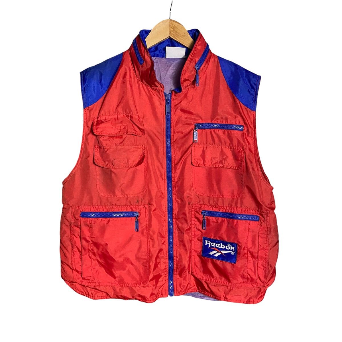 Reebok × Vintage Vintage 90s Reebok Embroidery Logo Pockets Nylon Hoodie Vest Size US L / EU 52-54 / 3 - 1 Thumbnail