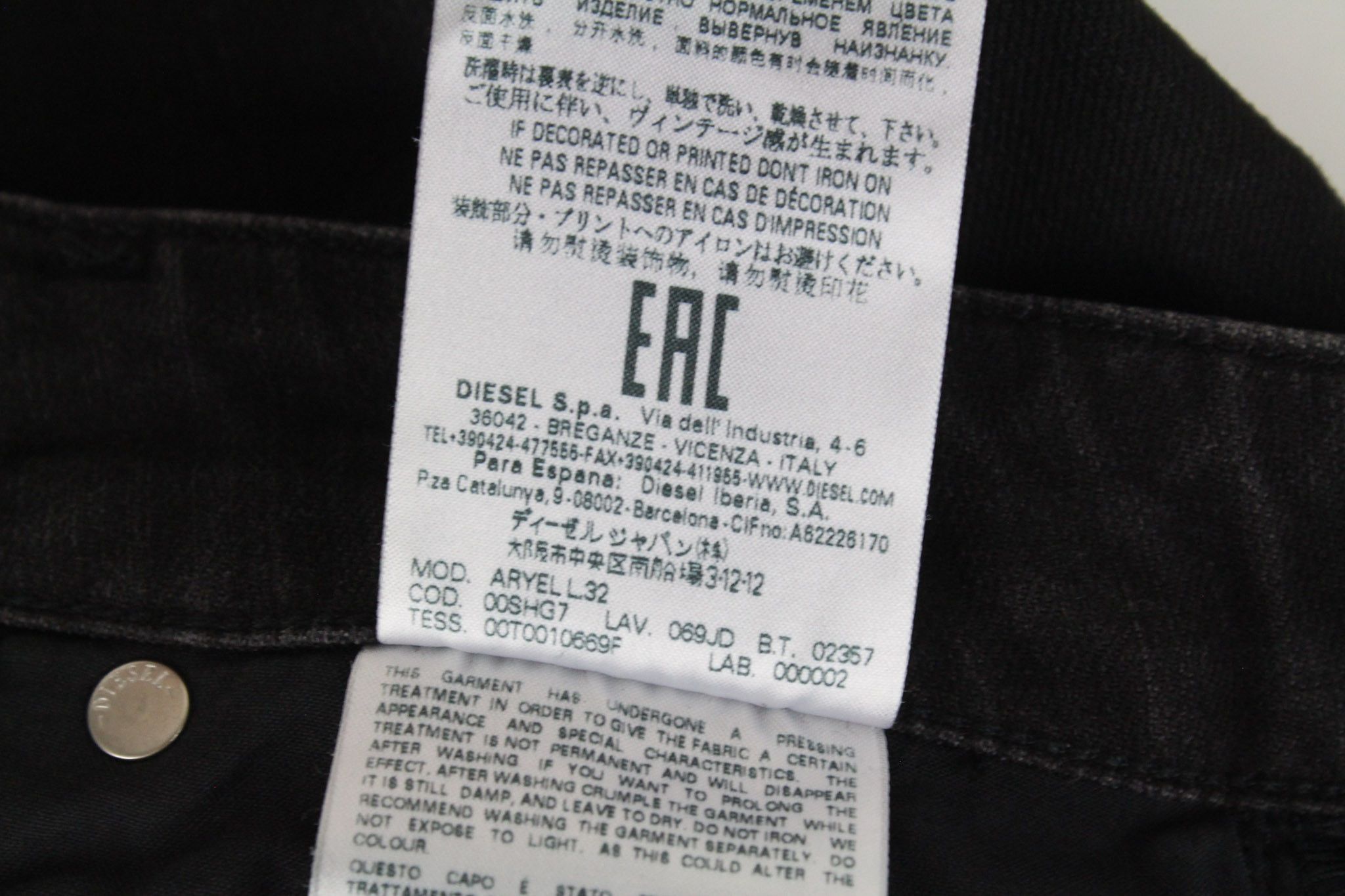 Diesel ARYEL 069JD W24/L32 Black Buttoned Jeans 70151 Size 24" / US 00 / IT 34 - 9 Thumbnail