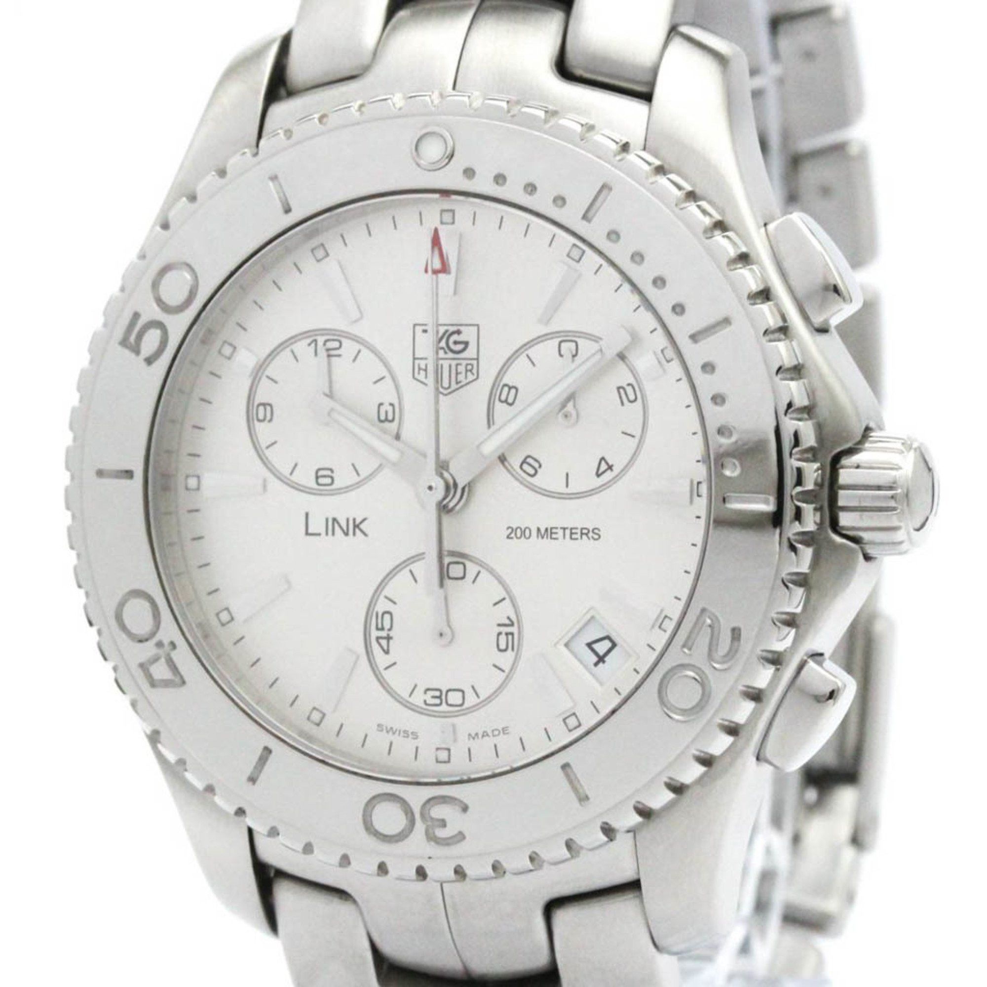 Polished Tag Heuer Link Chronograph Steel Automatic Mens Watch Cj1111 Bf581523 in Silver, Women's
