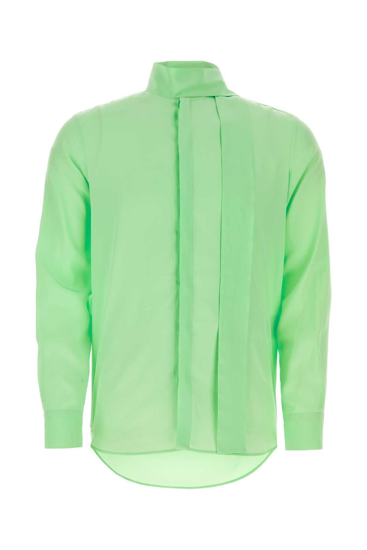 image of Valentino Garavani Fluo Green Silk Shirt, Men's (Size Large)