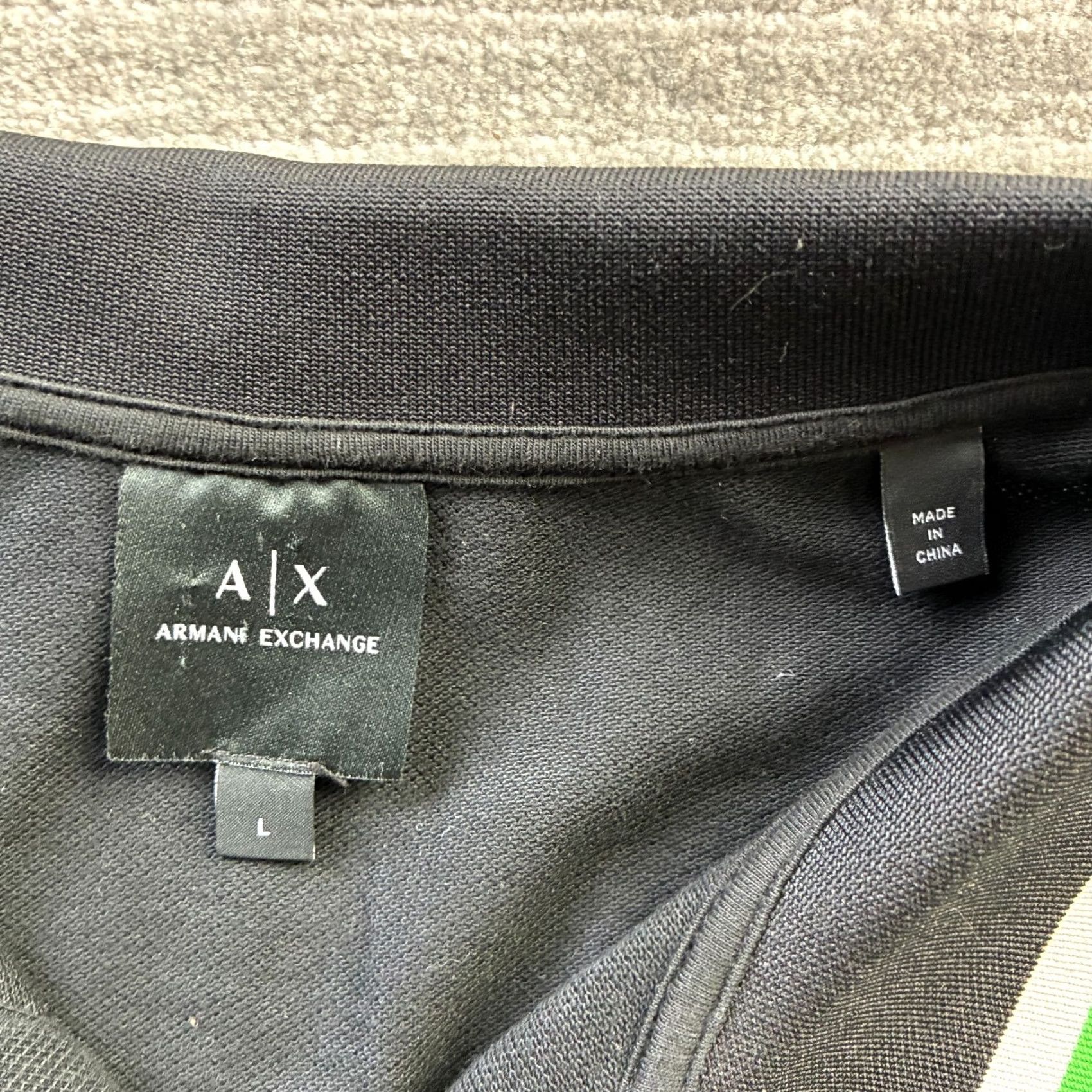 Armani Exchange Armani Exchange Polo Shirt Mens Large Black Green Pique Colorblock Logo Shirt Size US L / EU 52-54 / 3 - 7 Thumbnail