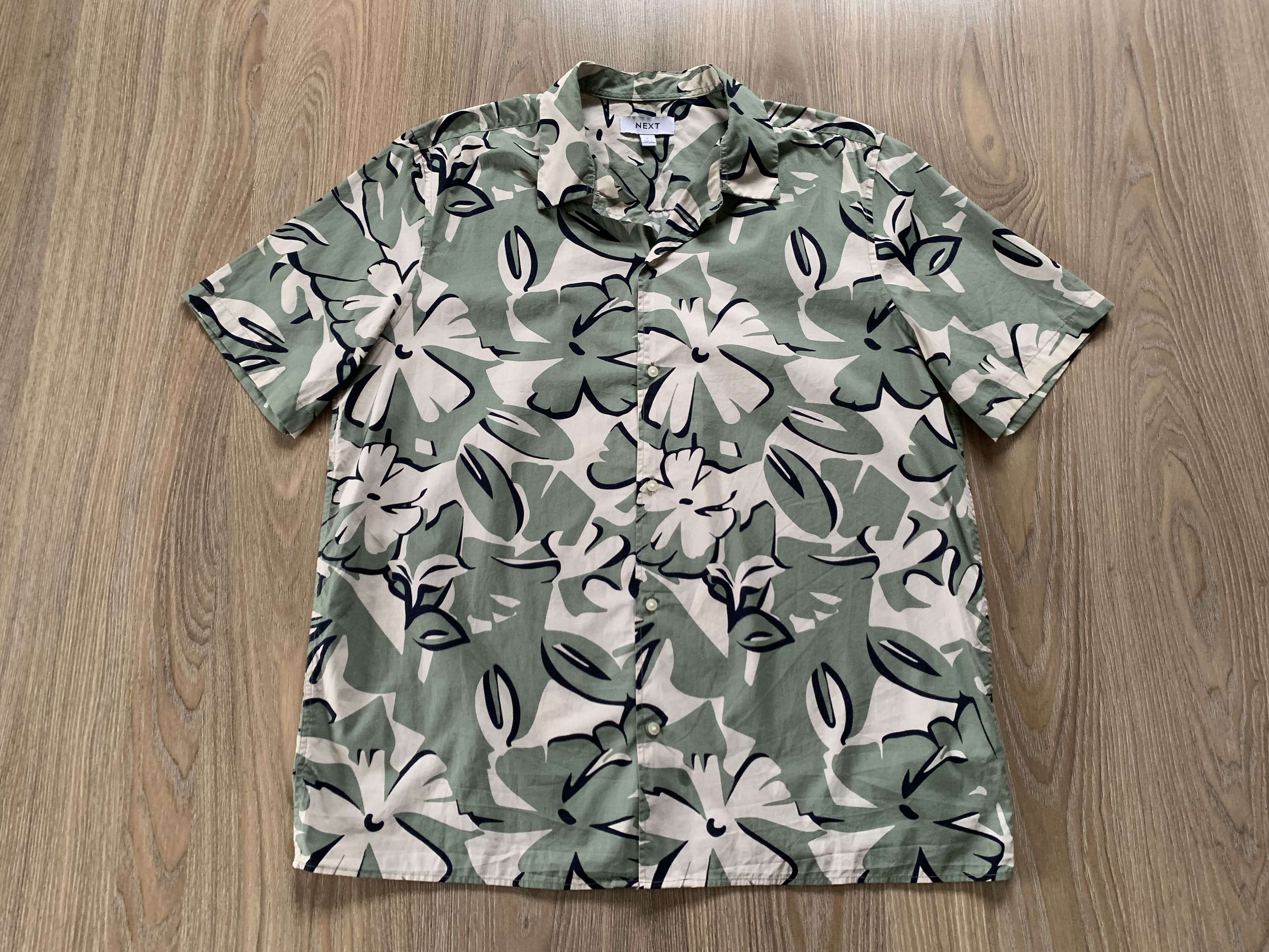 NEXT Next Green Hawaiian Shirt Size US L / EU 52-54 / 3 - 2 Thumbnail