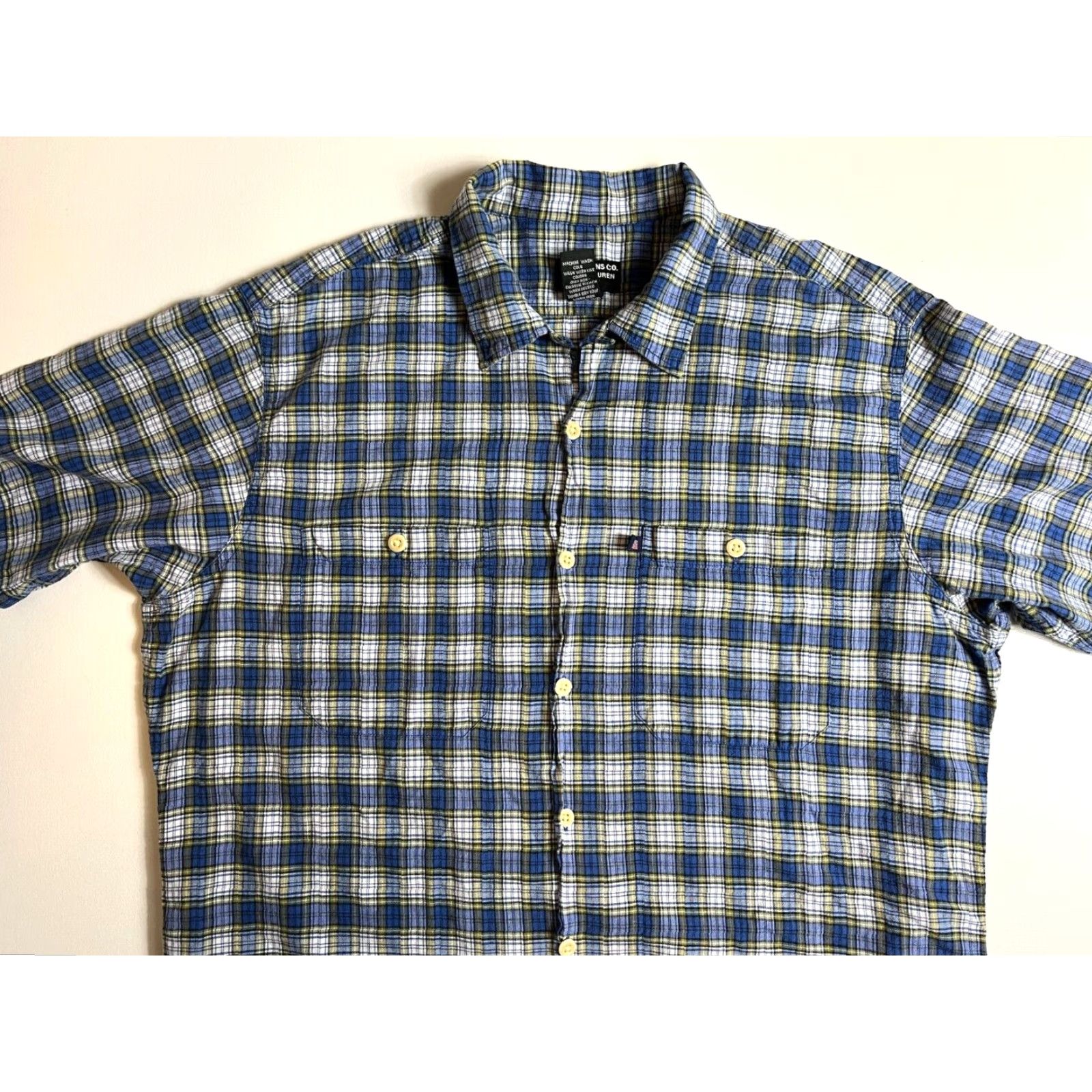 Polo Ralph Lauren VINTAGE Polo Jeans Co. Ralph Lauren Short Sleeve Button-Up Shirt Plaid Sz L Mens Men’s Large Blue Cotton 90s Classic Retro Pockets Size US L / EU 52-54 / 3 - 5 Thumbnail