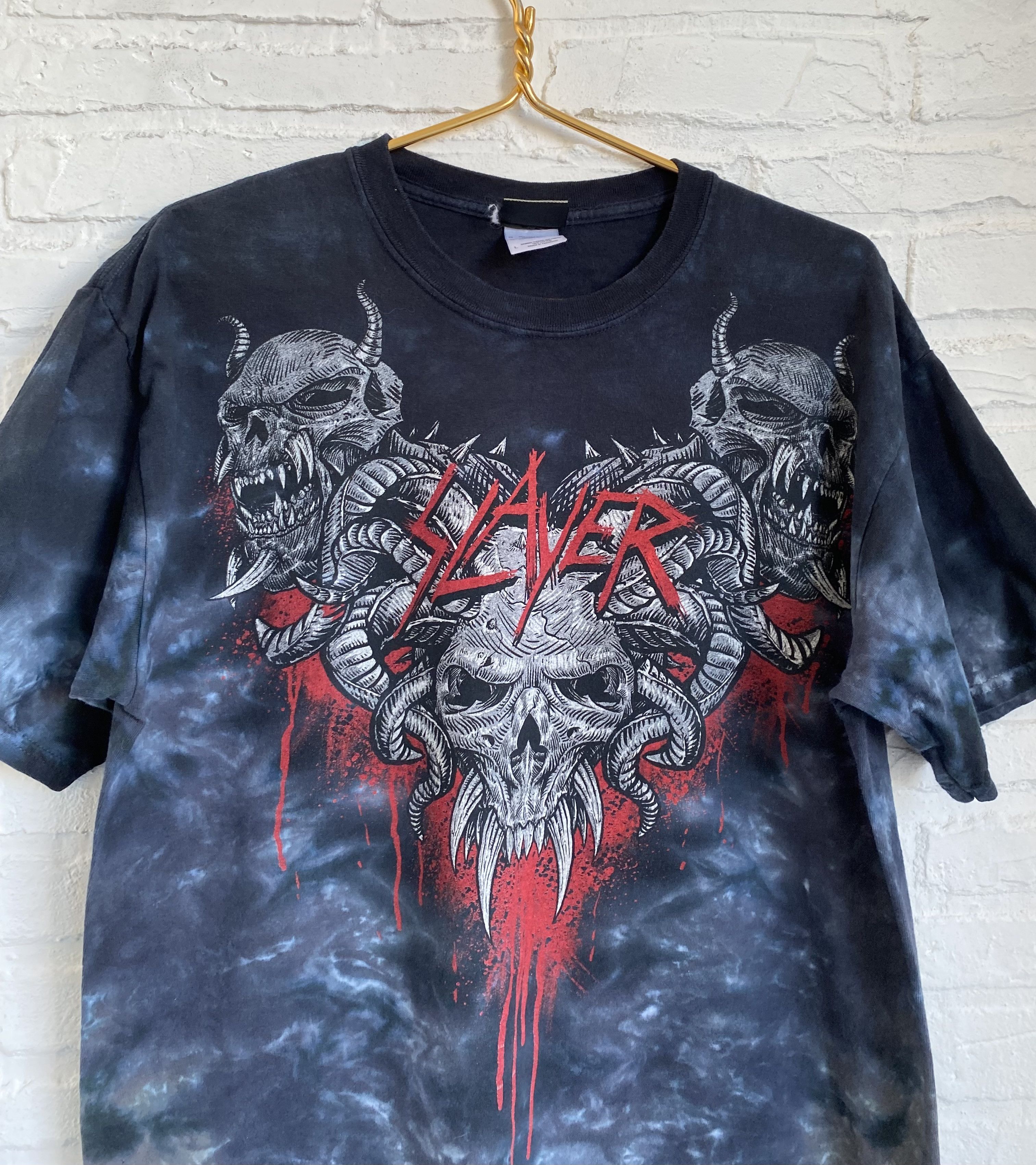 Band Tees × Vintage Vintage 2000s Slayer Liquid blue blood skulls t-shirt Size US L / EU 52-54 / 3 - 4 Thumbnail