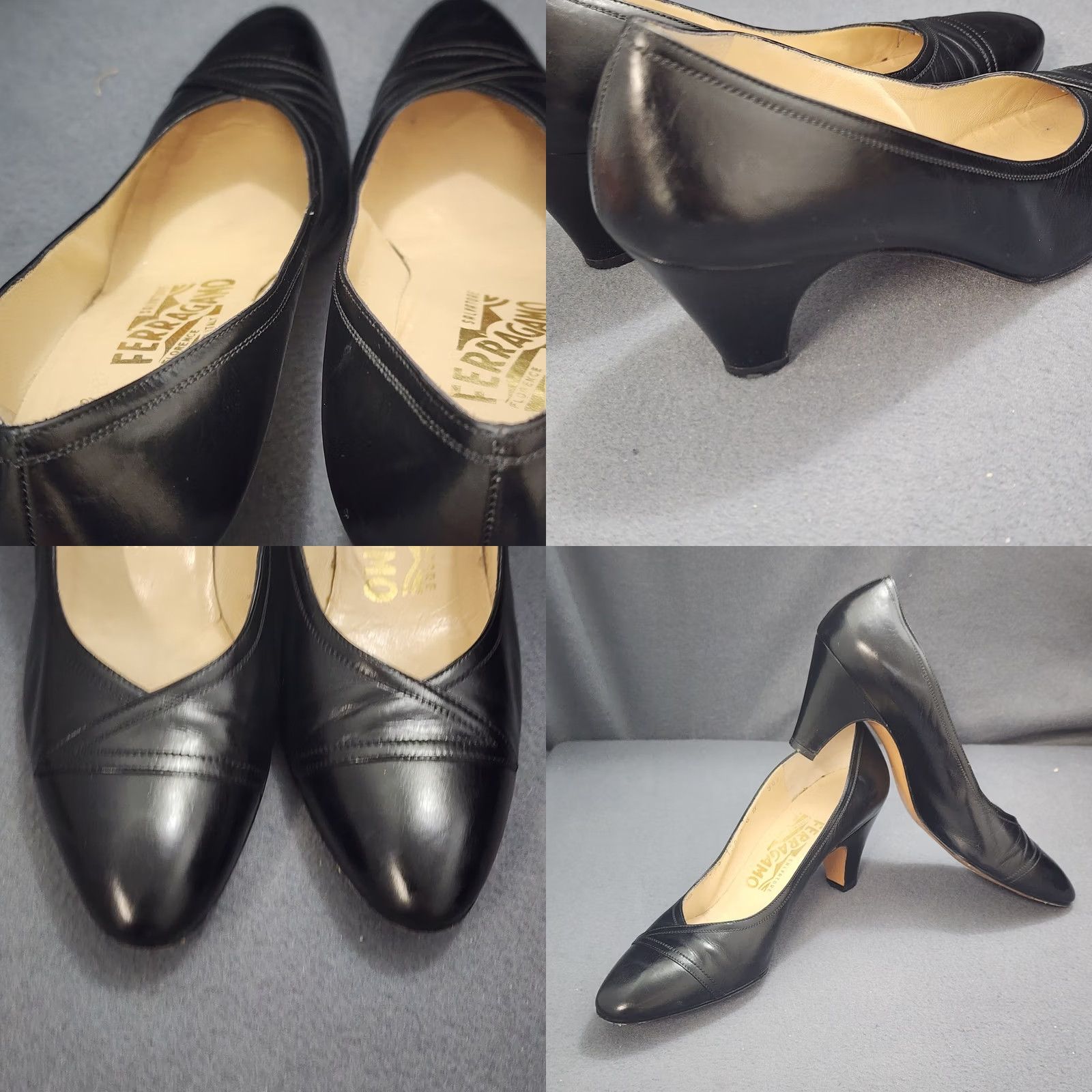 Salvatore Ferragamo VINTAGE Salvatore Ferragamo Pumps Womens 6B Black Leather Italy 2" Heel Pump Womens Mens? Size US 6 / IT 36 - 9 Thumbnail