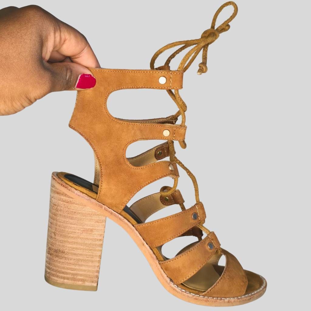Dolce Vita Dolce Vita Lyndon Brown Suede Lace-Up Sandals 6.5 Size US 6.5 / IT 36.5 - 6 Thumbnail