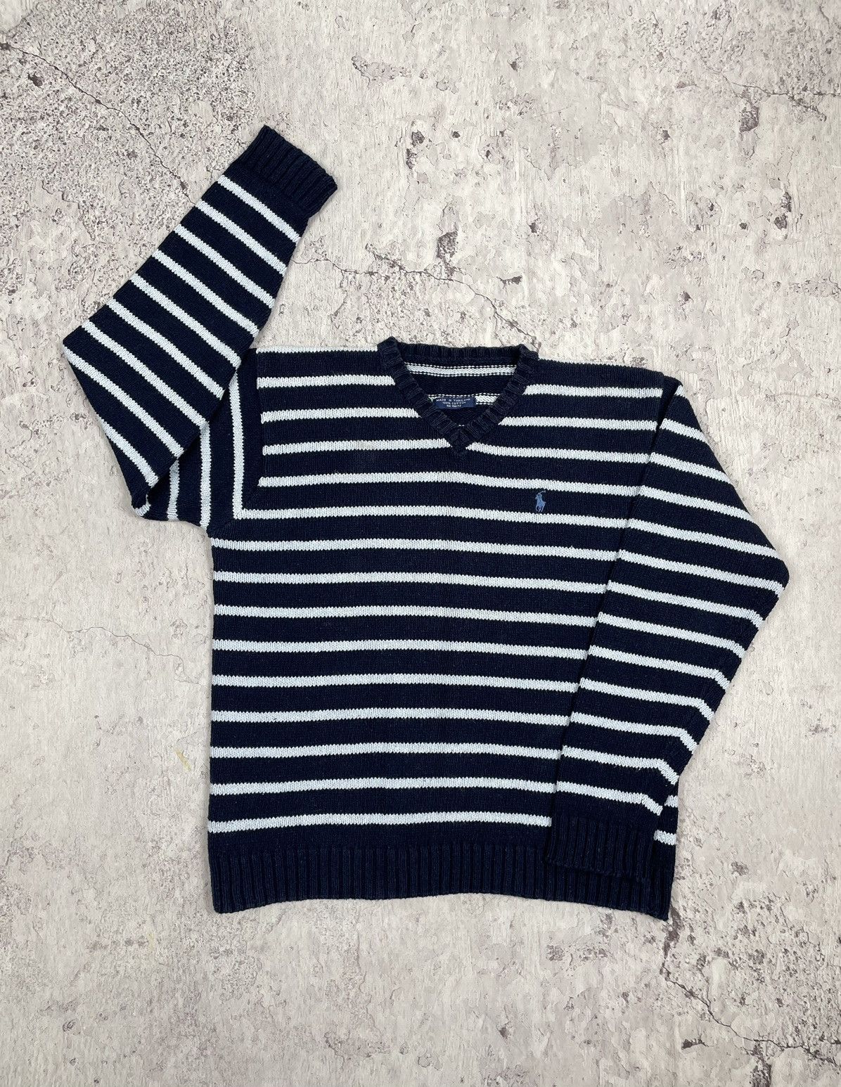 Striped wool polo sweater