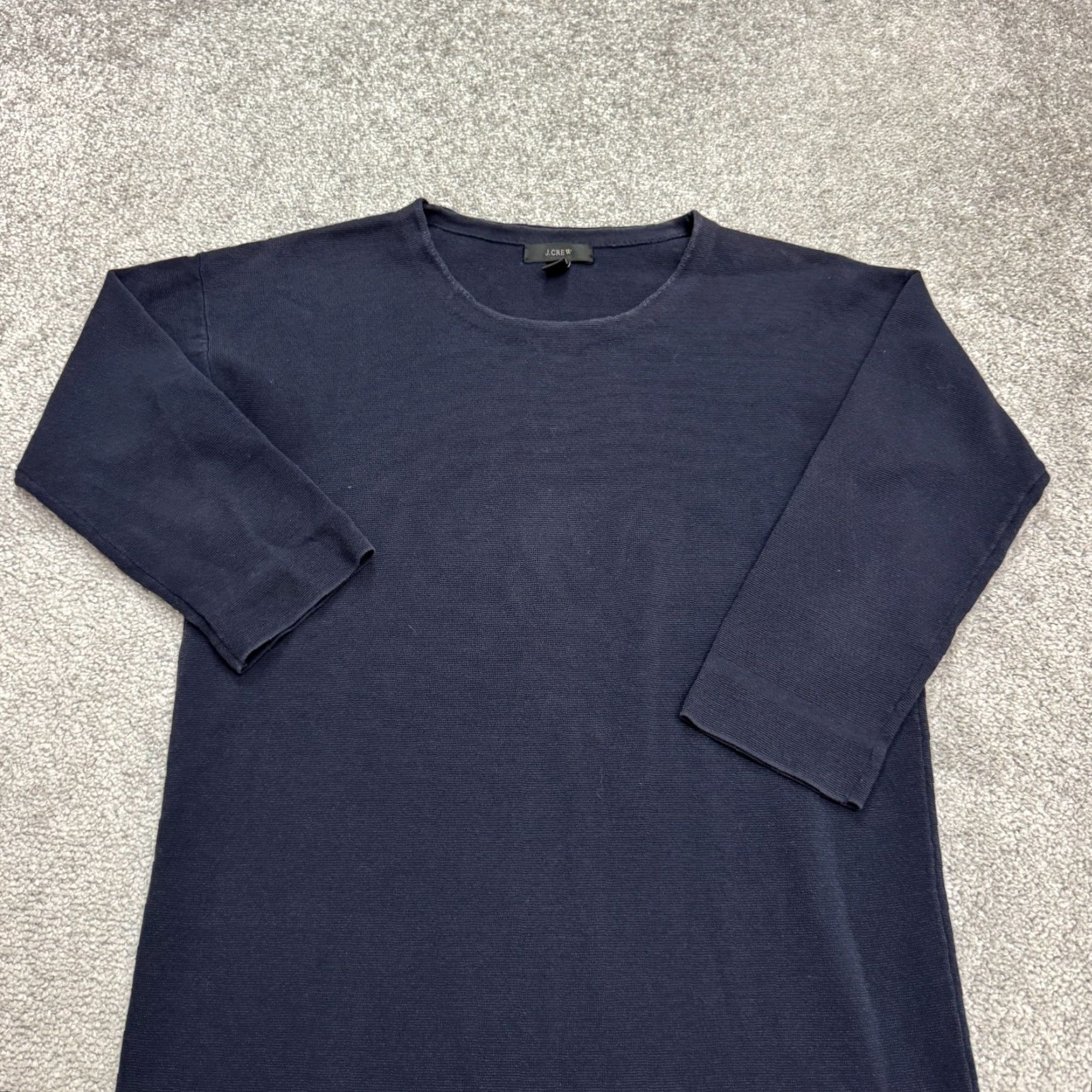 J.Crew J.Crew Knit Shift Dress Womens XS Navy Blue Textured 3/4 Sleeve Cotton Stretch Size XXS / US 00 / IT 34 - 5 Thumbnail