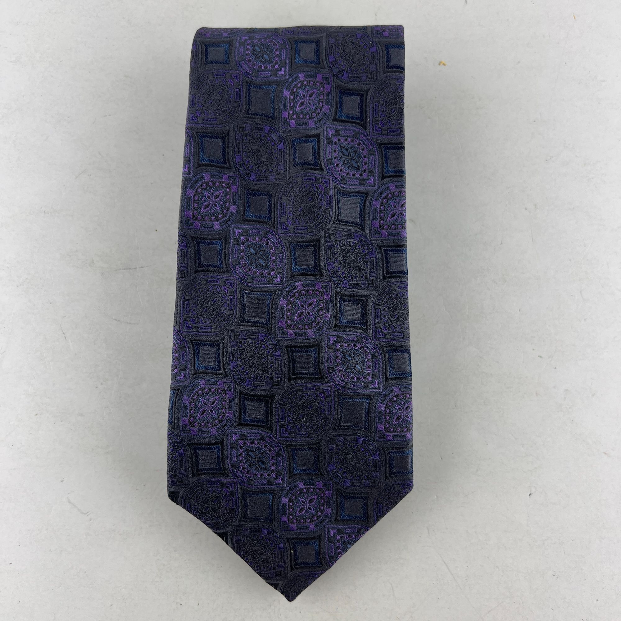 Croft & Barrow Croft & Barrow Purple Square Design Necktie Tie Silk Size ONE SIZE - 2 Thumbnail