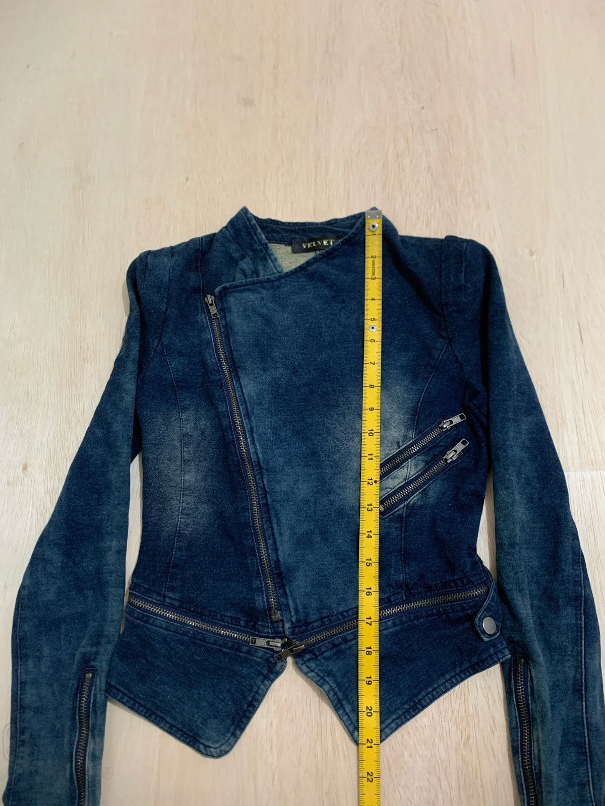 14th Addiction 14th Addiction Velvet Multi Zipper Lgb style Denim Jacket Size S / US 4 / IT 40 - 12 Thumbnail