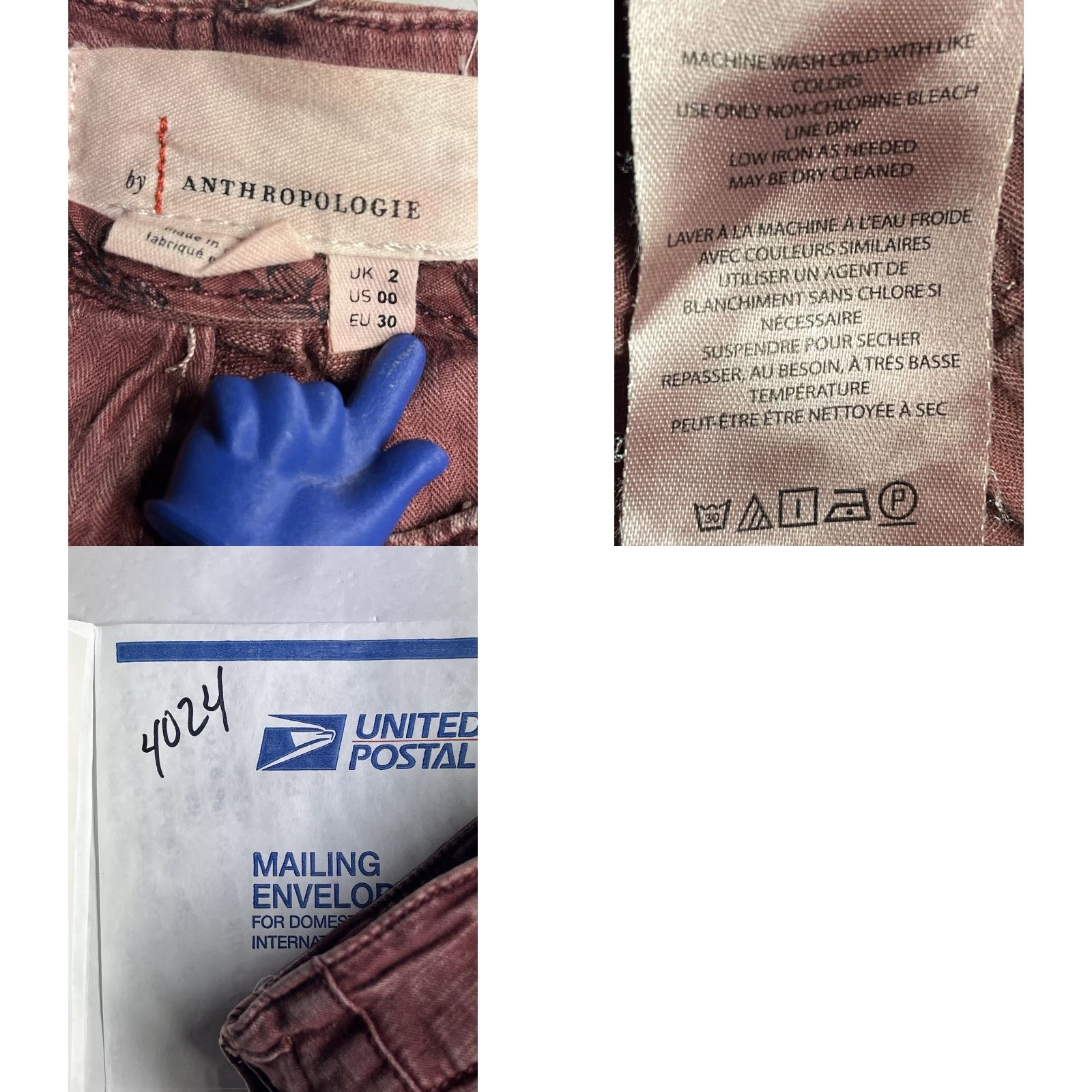 Vintage Anthropologie Pilcro Demilune Boot Utility Flare Pants Plum 00 Women Size 24" / US 00 / IT 34 - 8 Thumbnail