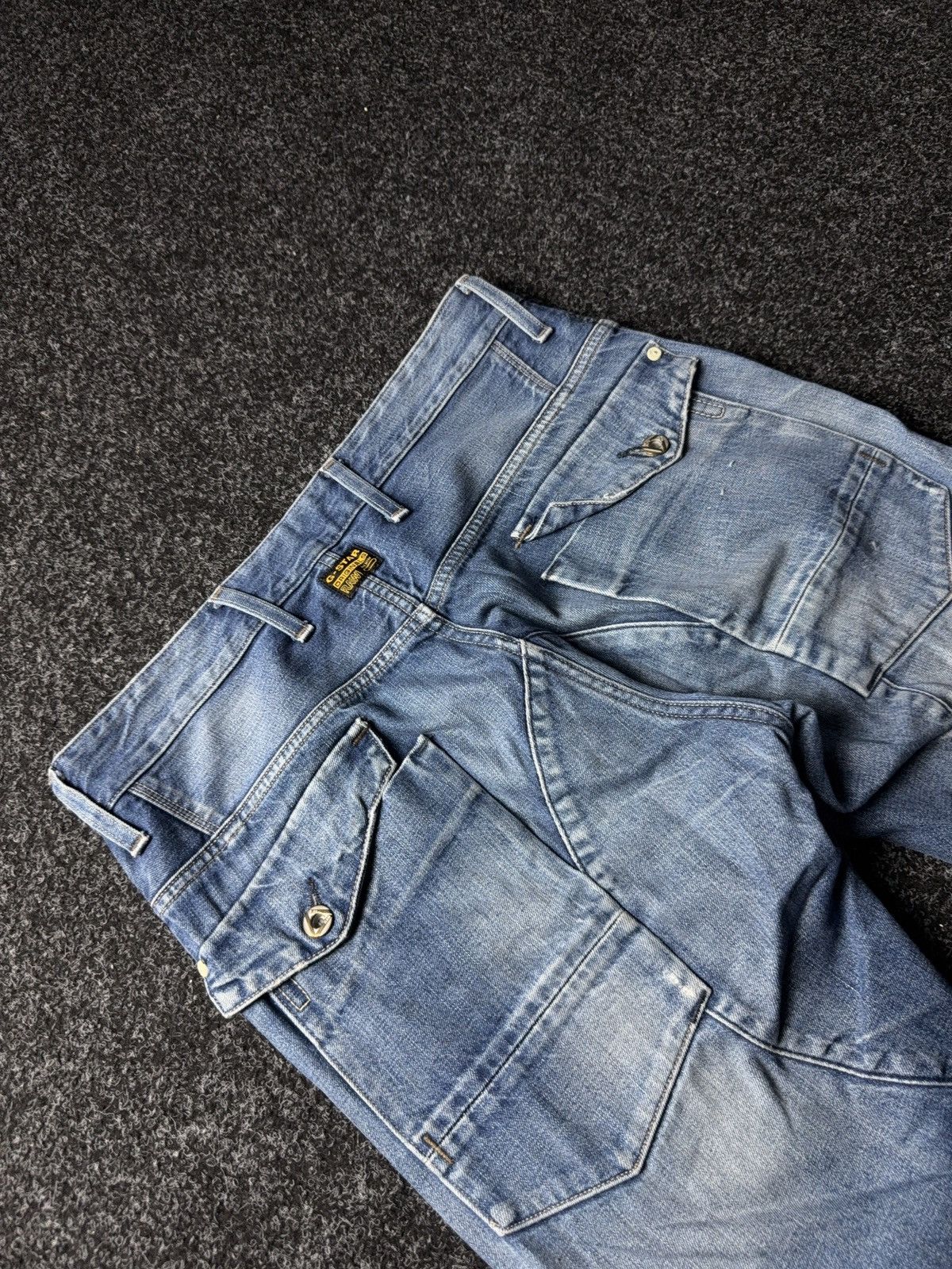 G-Star Vinatge 00s G-Star RAW Elwood 3D Cargo Distressed Jeans Blue Size US 30 / EU 46 - 17 Thumbnail