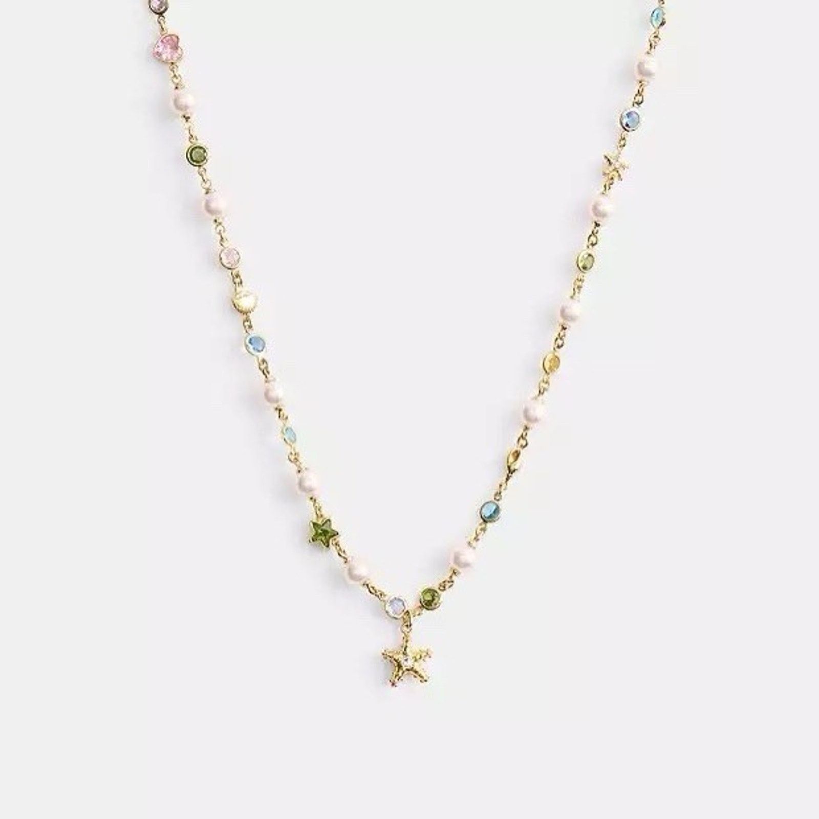 Coach NWT Coach Starfish Pearls Beads Necklace CBW06 Gold/Pearl Size ONE SIZE - 1 Thumbnail