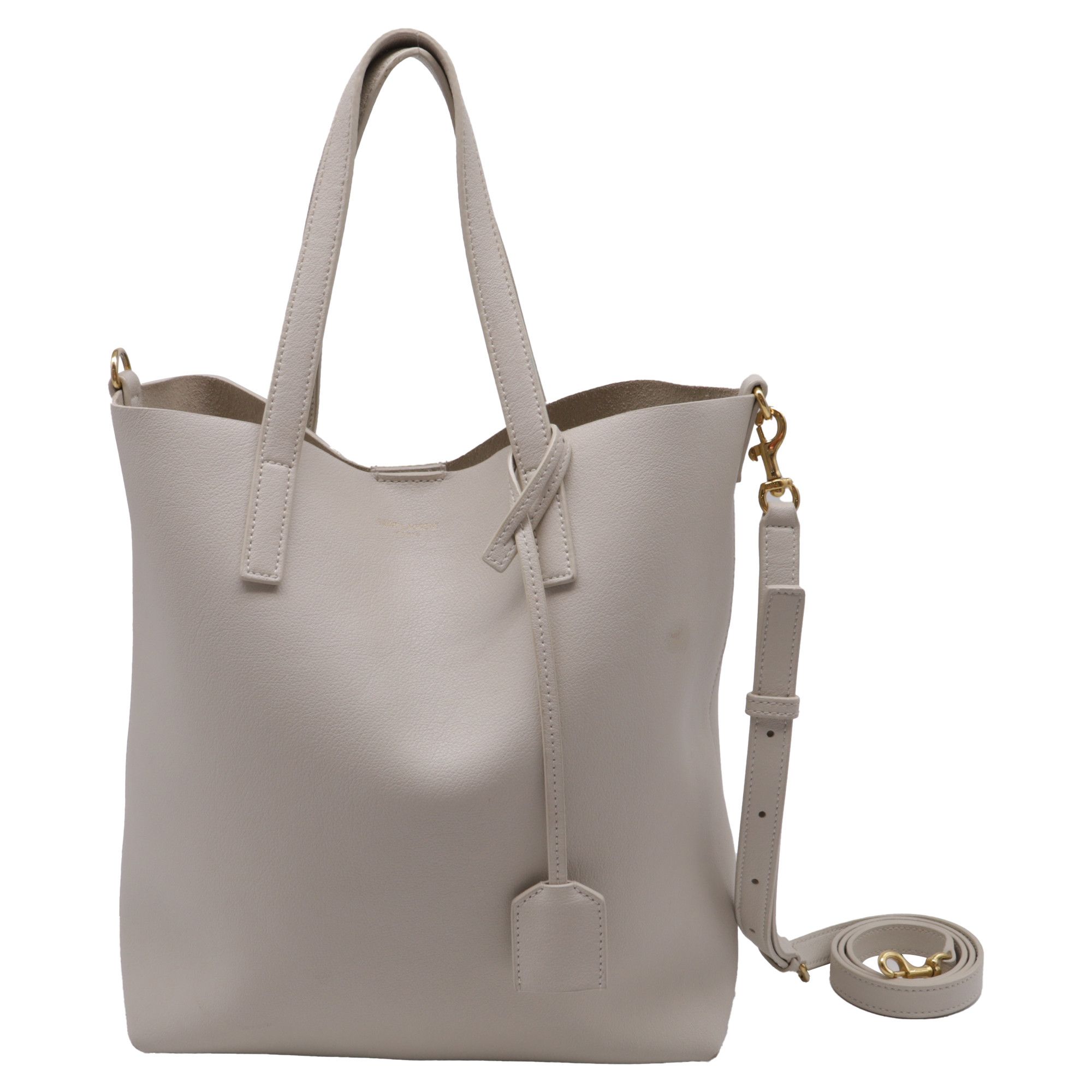 Saint Laurent Paris Saint Laurent N/S Shopping Tote in Beige Leather Size ONE SIZE - 1 Thumbnail
