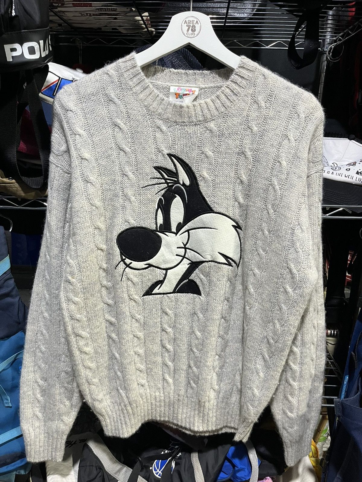 Warner Bros Sylvester Pussycat Looney Tunes Cartoon Wool Sweater 1993s Size US M / EU 48-50 / 2 - 1 Thumbnail