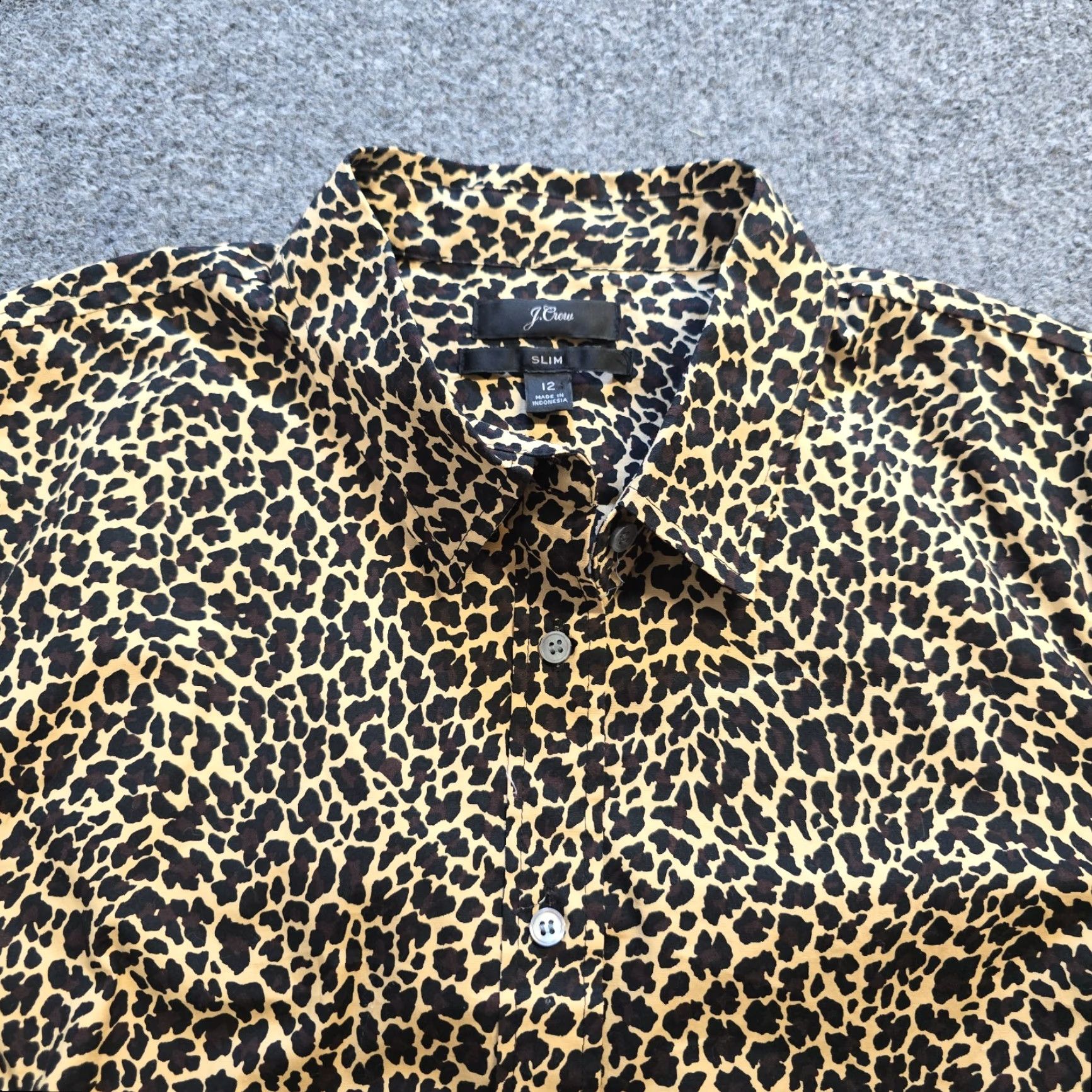 J.Crew J.CREW Blouse Women 12 Brown Black Leopard Button Up Long Sleeve Casual Career Slim Fit Size XL / US 12-14 / IT 48-50 - 2 Thumbnail