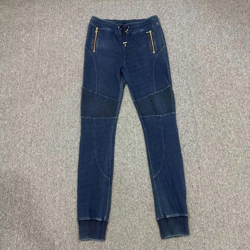Balmain Balmain Blue Cotton Casual Men's Pants 0089 Size US 34 / EU 50 - 1 Thumbnail