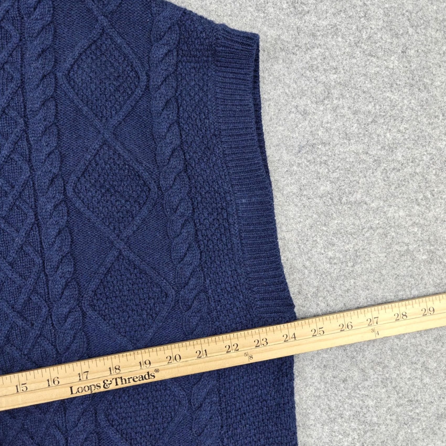 Madewell Madewell Sweater Vest Women L Blue Cable Knit V Neck Wool Blend Pullover Top - Condition & Measurements Size L / US 10 / IT 46 - 5 Thumbnail