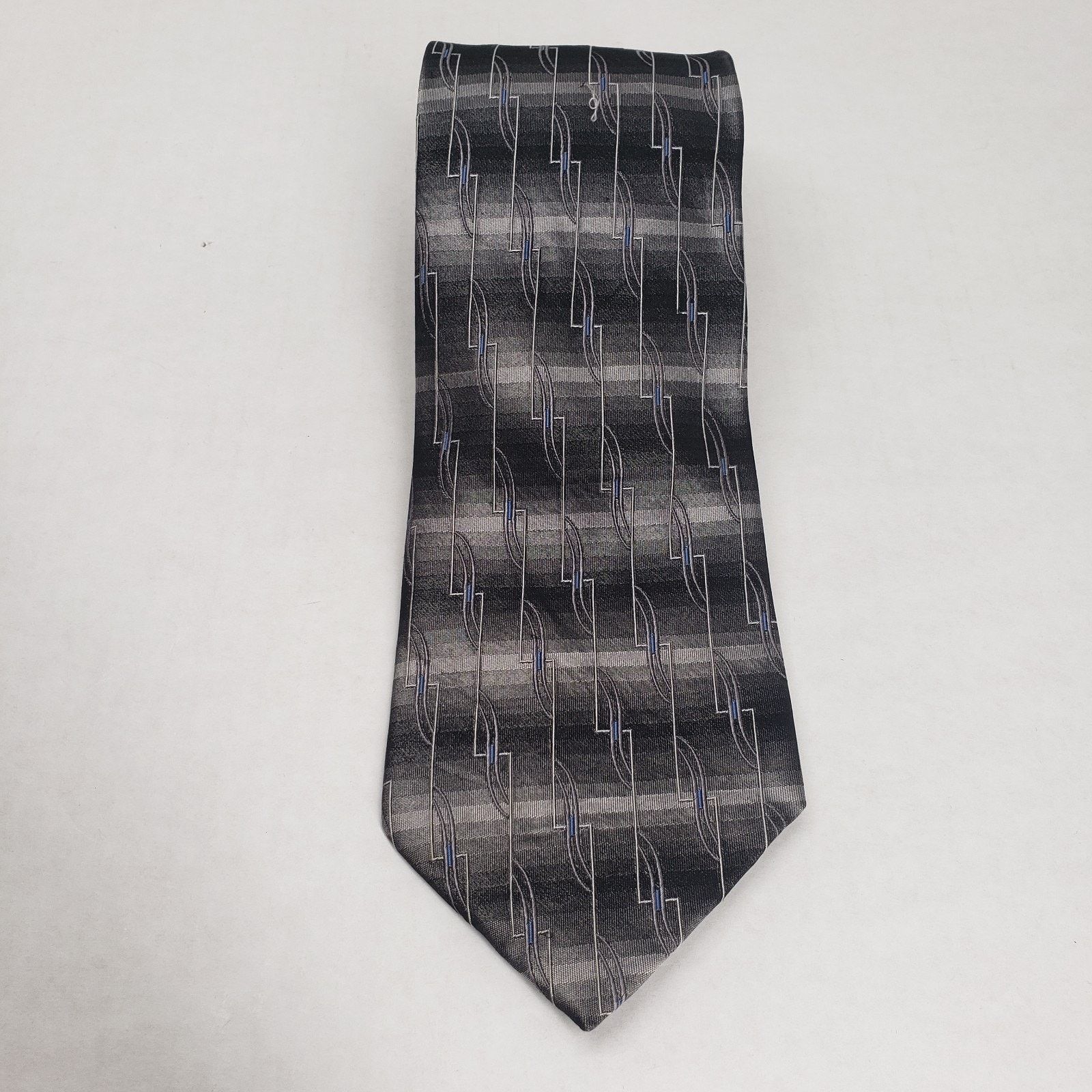 Vintage Vintage Mens Necktie Striped Geometric Pattern Silver Party Size ONE SIZE - 1 Thumbnail