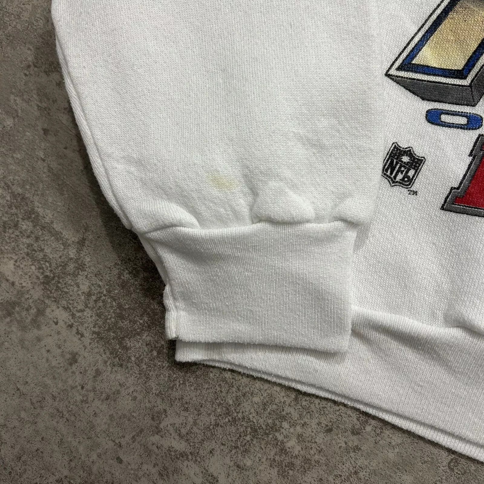 NFL × Vintage NEW ENGLAND PATRIOTS DREW BLEDSOE 1995 CARICATURE SWEATSHIRT Size US L / EU 52-54 / 3 - 5 Thumbnail