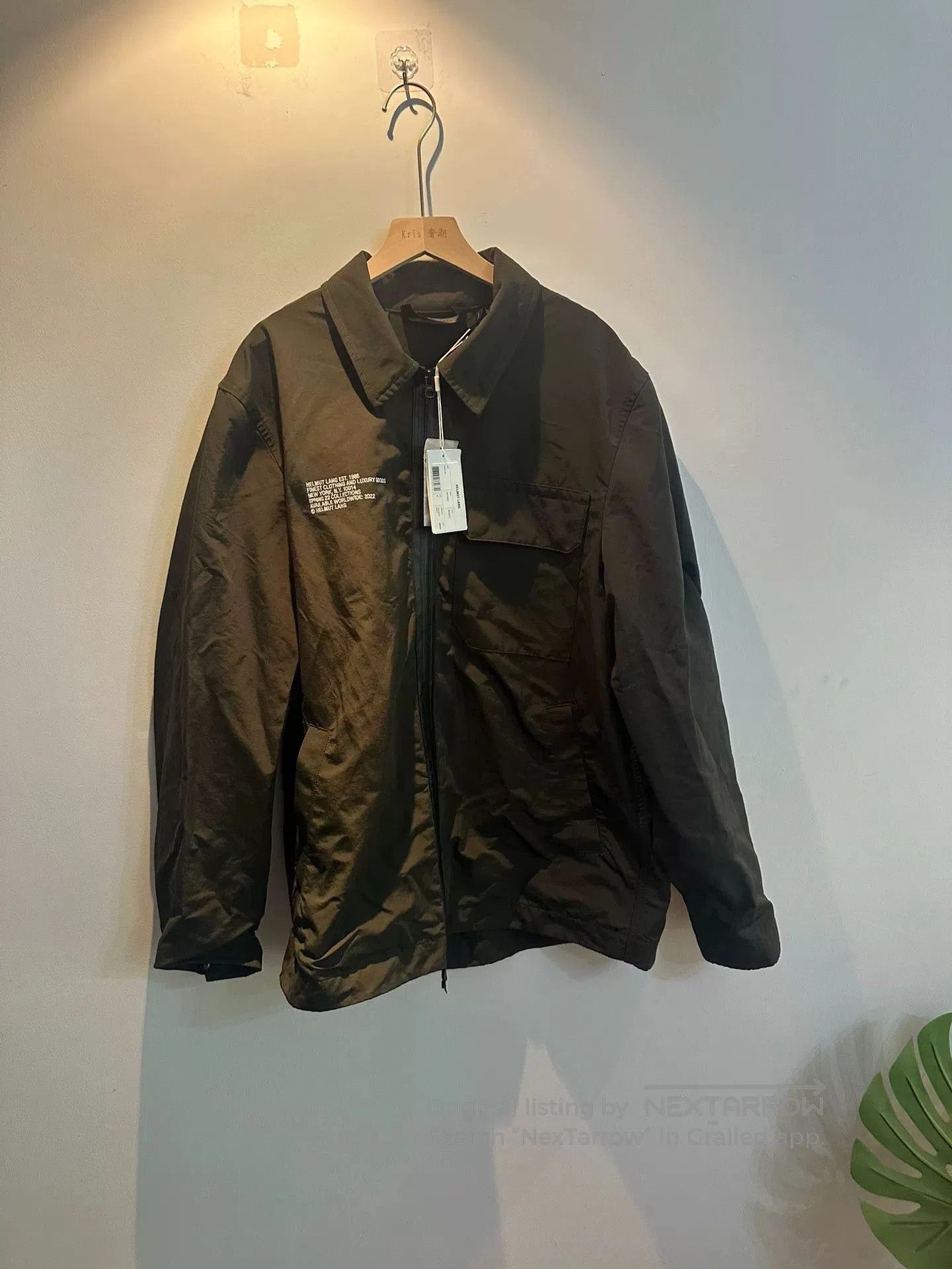 Helmut Lang Olive Zip Jacket.