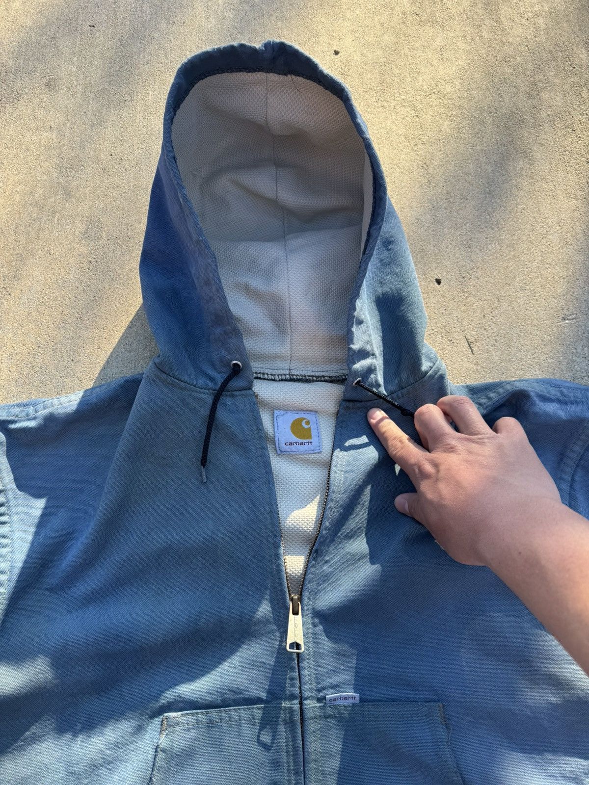 Carhartt 90s Carhartt Thermal Lined Sun Faded Blue Jacket With Hood Size US M / EU 48-50 / 2 - 3 Thumbnail